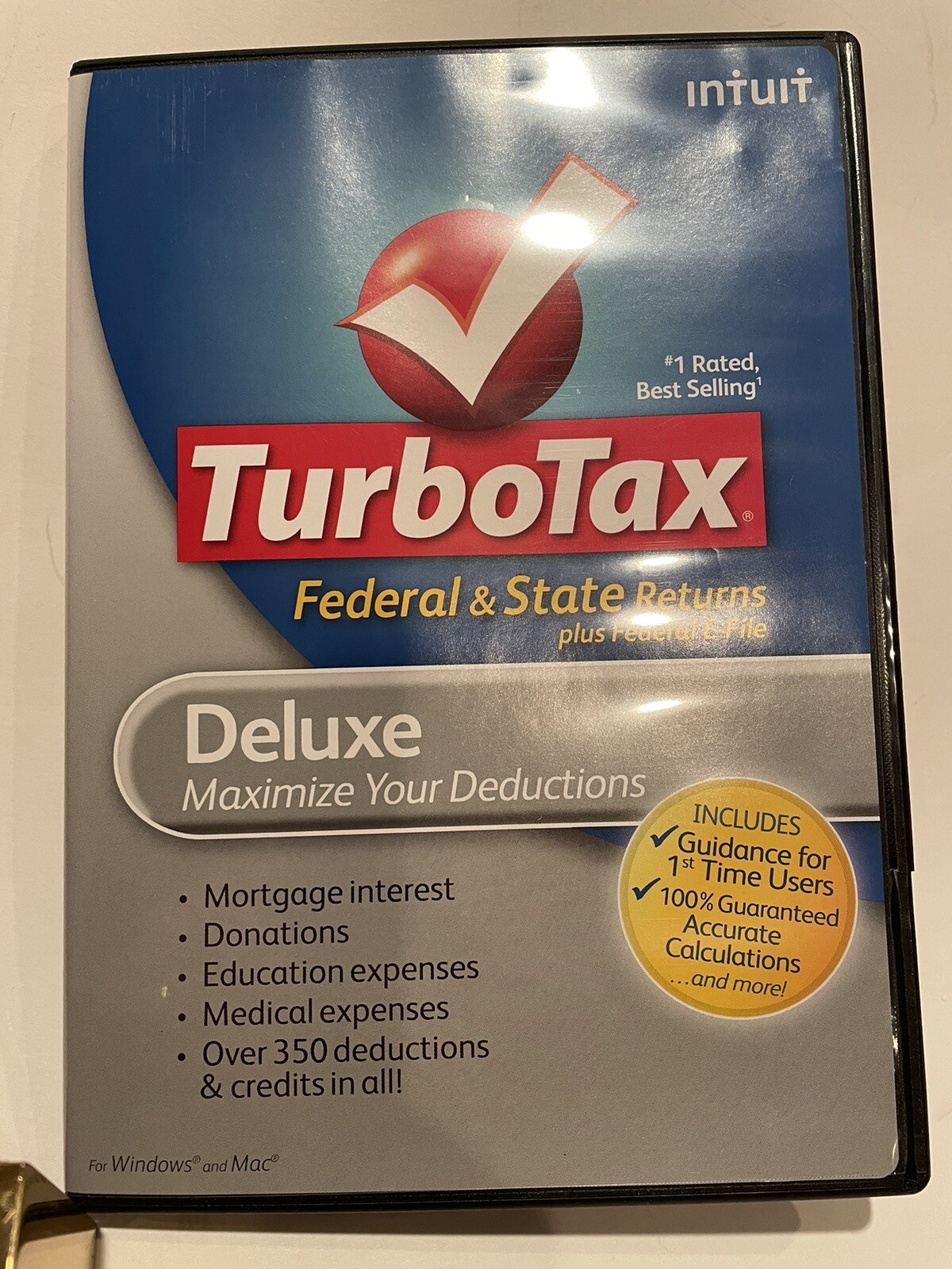 TurboTax Deluxe Federal and State 2009 2010 CD For Win or Mac