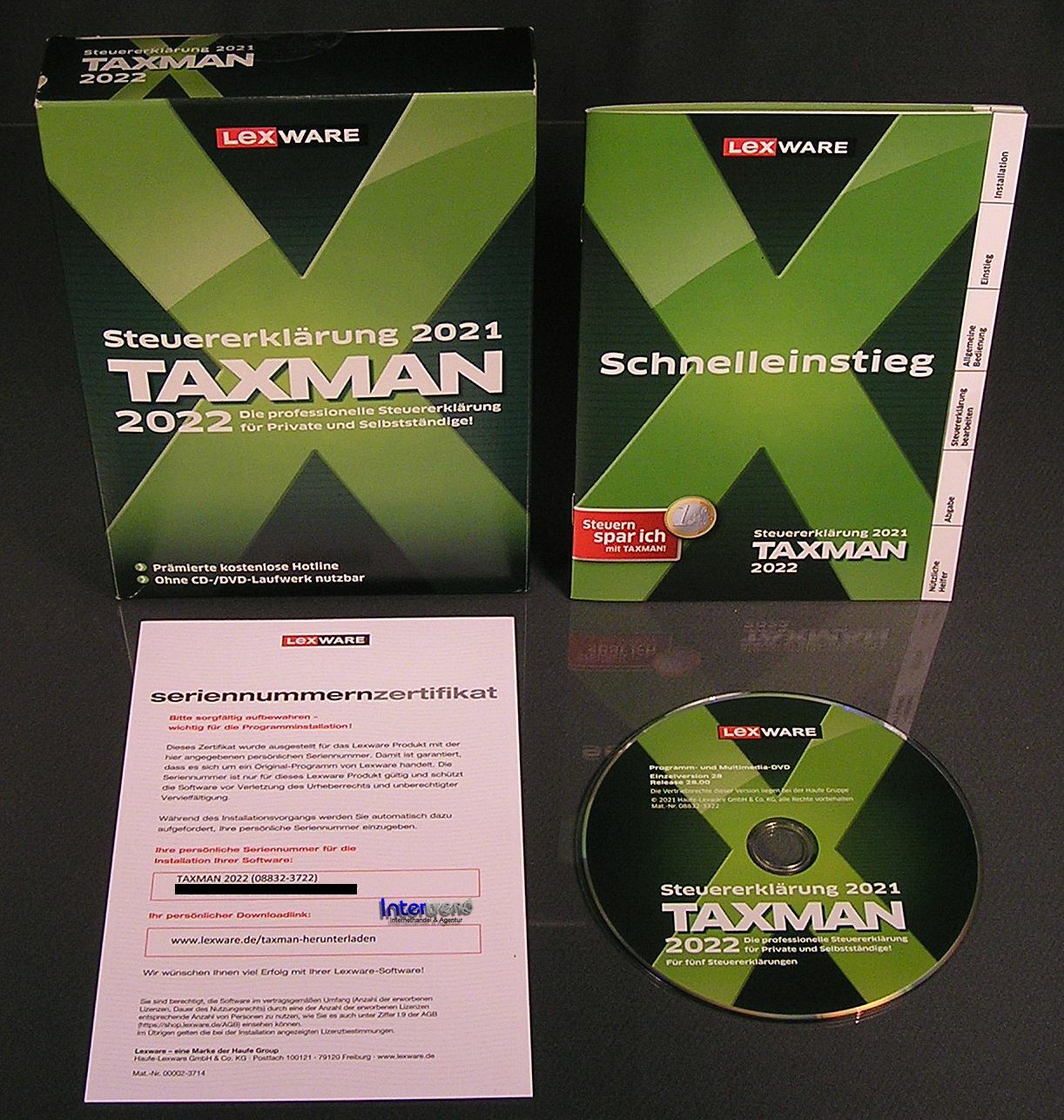 Lexware Taxman 2022 Full Version Box + DVD Tax Year 2021 + Tax Manual NEW