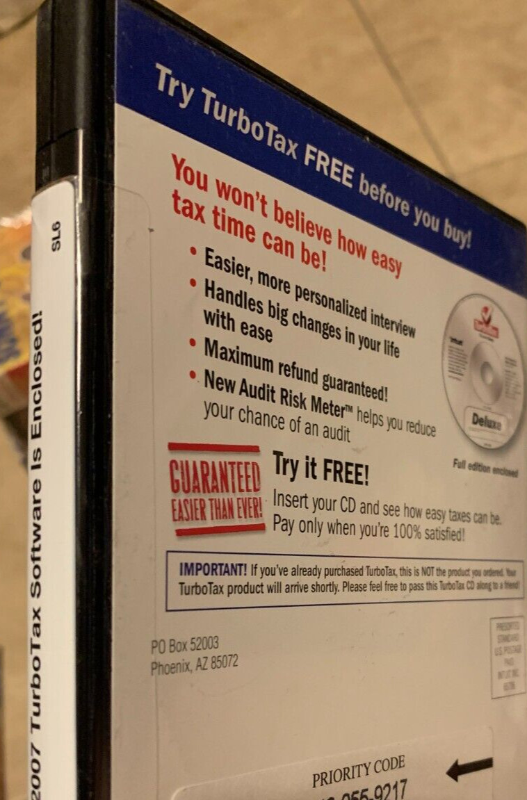 Turbo Tax Year 2007 Full Edition Deluxe Software CD NEW Factory Sealed