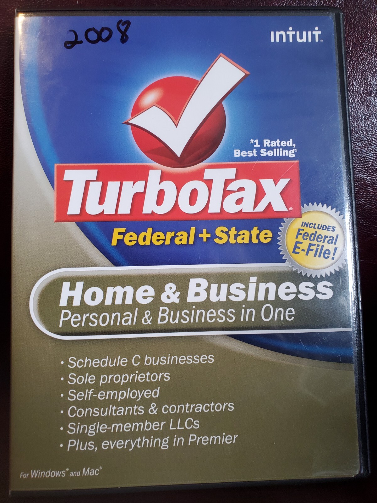 2008 TurboTax Home & Business Windows & Mac CD Federal & State returns. Intuit