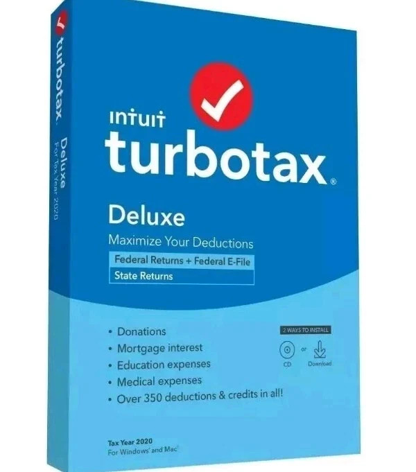 TurboTax Deluxe Federal & State Software 2020 Tax Year For Mac or Windows