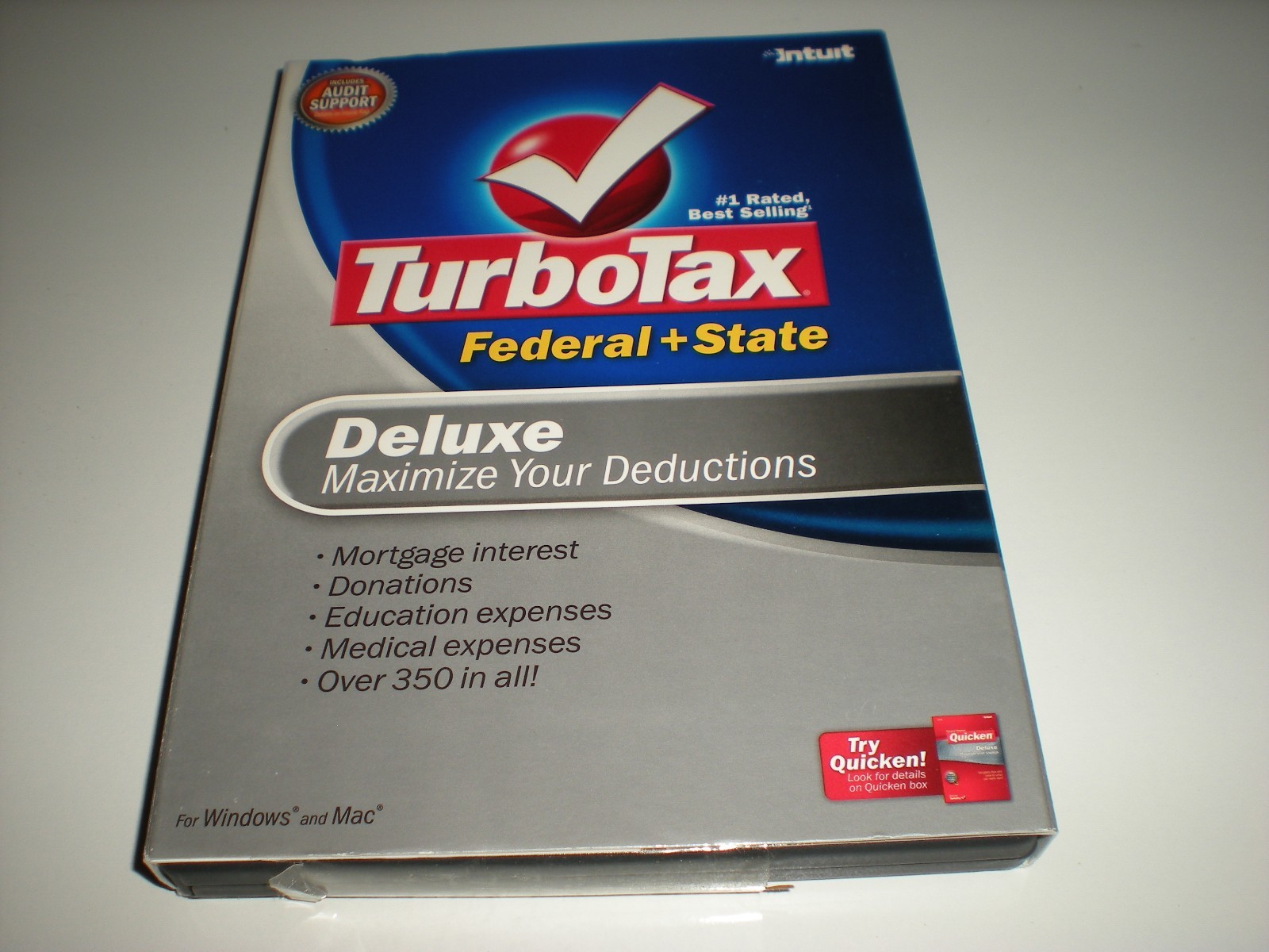 Turbotax 2007 Deluxe with state. Ugly Box. New sealed blemished box.