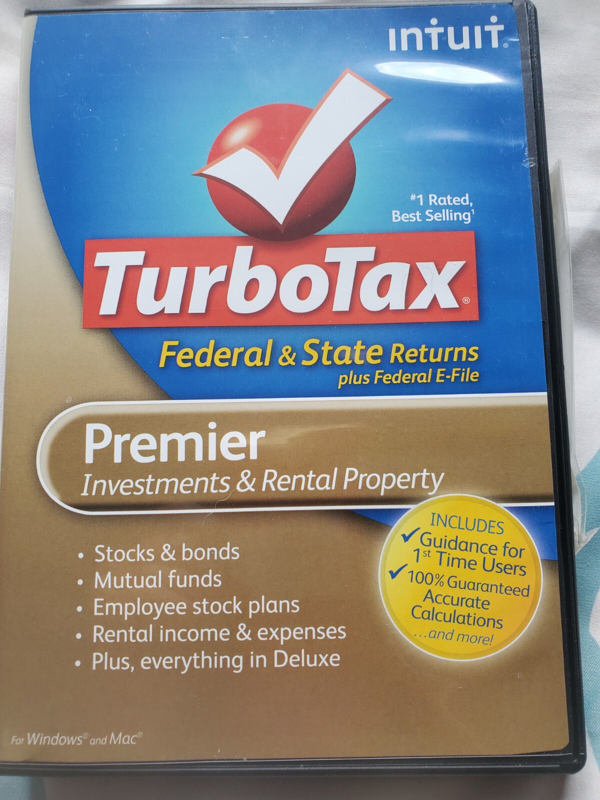 2012 TurboTax Premier, Investment And Rental Property. Fed and State. Intuit