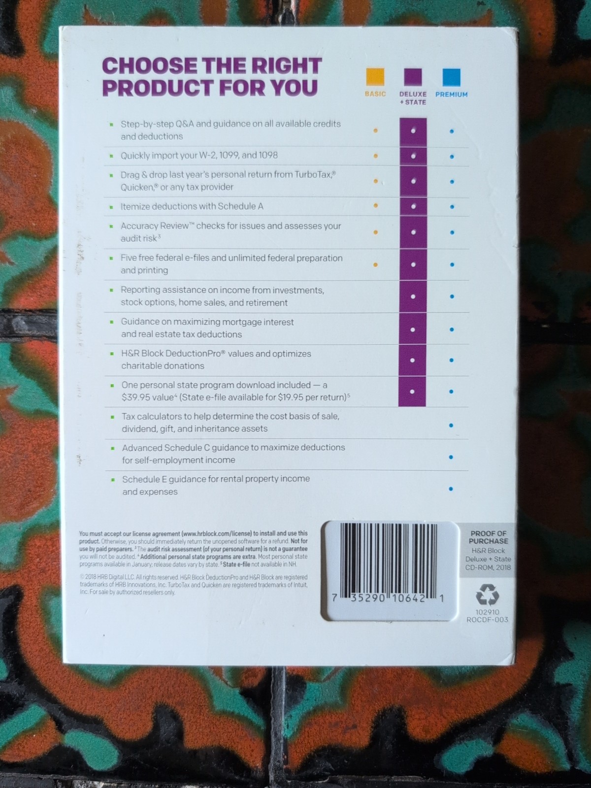 H&R Block Tax Software Deluxe + State 2018 Tax Software
