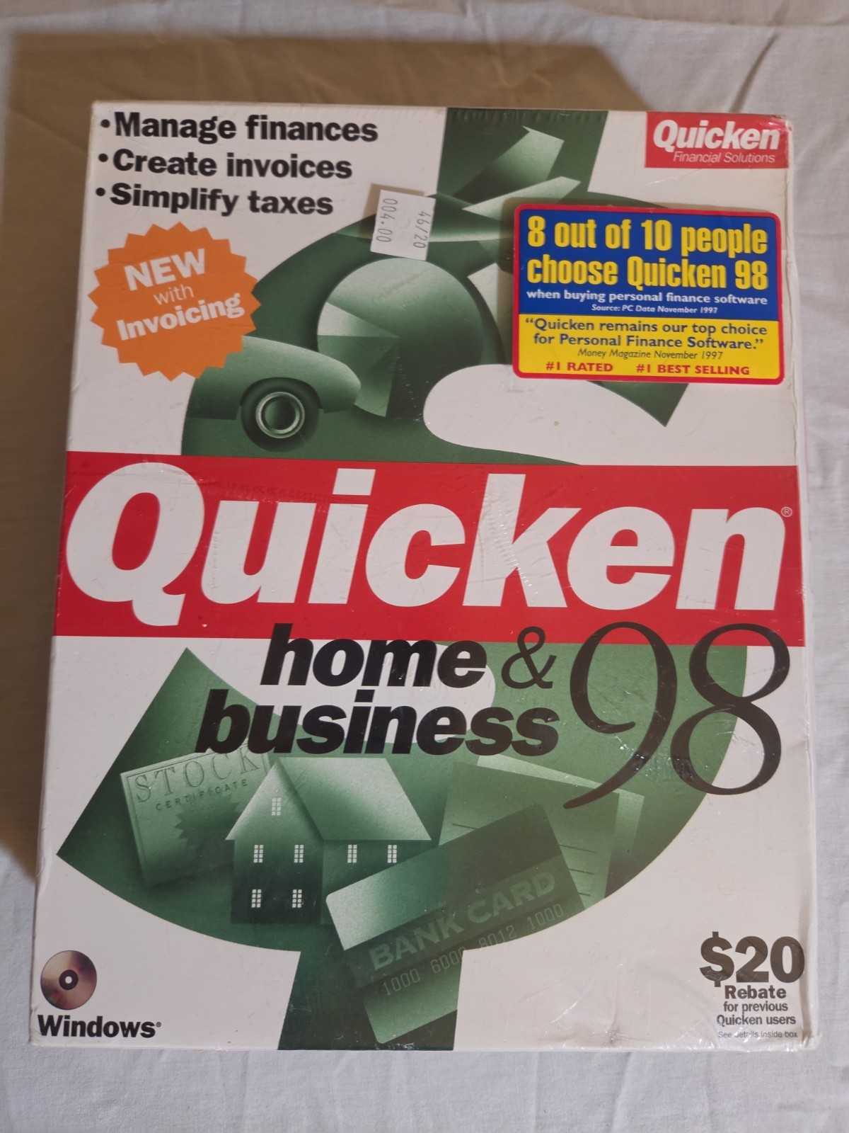 Quicken Home & Business 98 NEW Sealed Vintage Software Windows 98 Intuit
