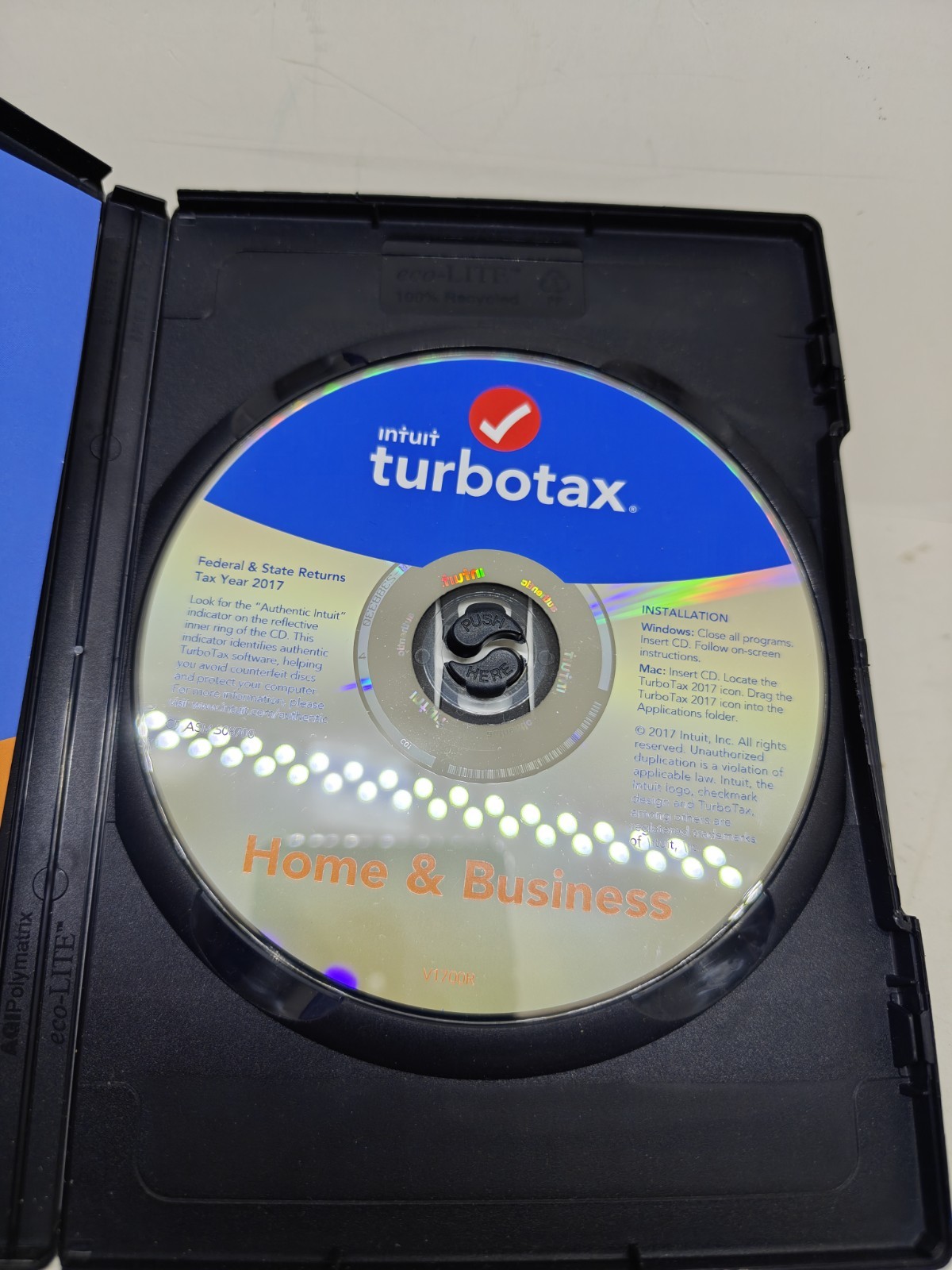 Intuit TurboTax 2017 Federal State Personal Home & Business CD for Windows/ Mac