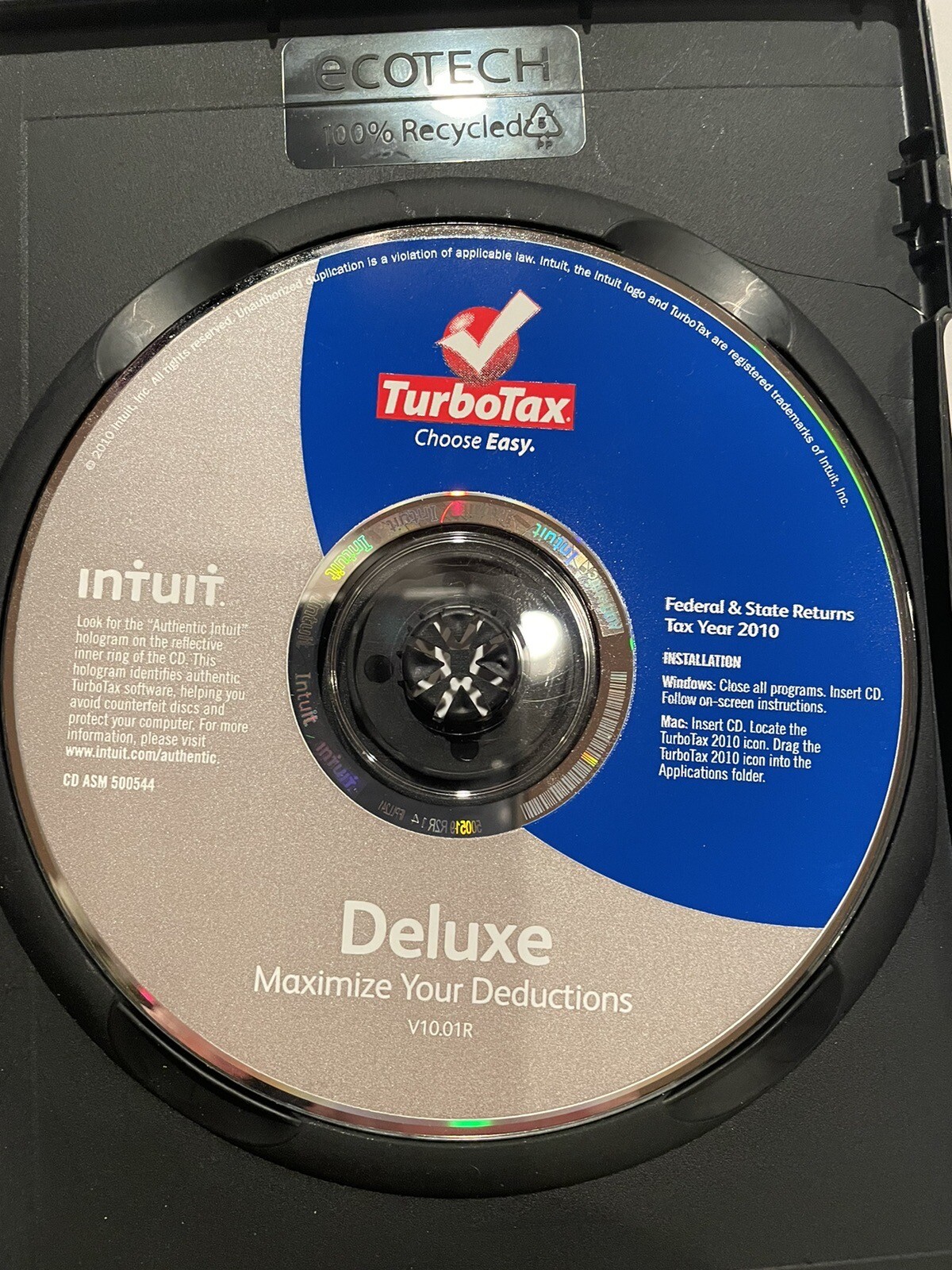 TurboTax Deluxe Federal and State 2009 2010 CD For Win or Mac