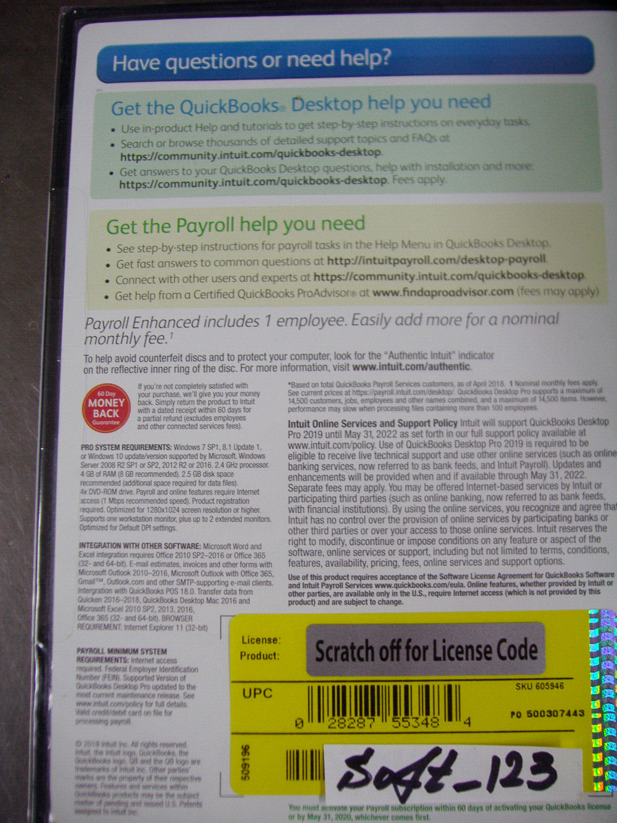 INTUIT QUICKBOOKS DESKTOP PRO 2019 FOR WINDOWS PC =NEW SEALED BOX=