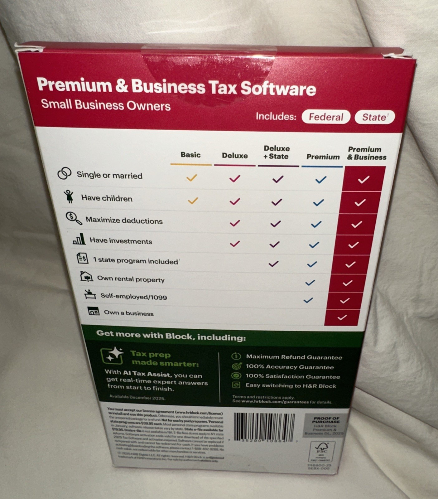 New 2025 H&R Block Tax Software Premium & Business Edition for Win/PC [Key Card]
