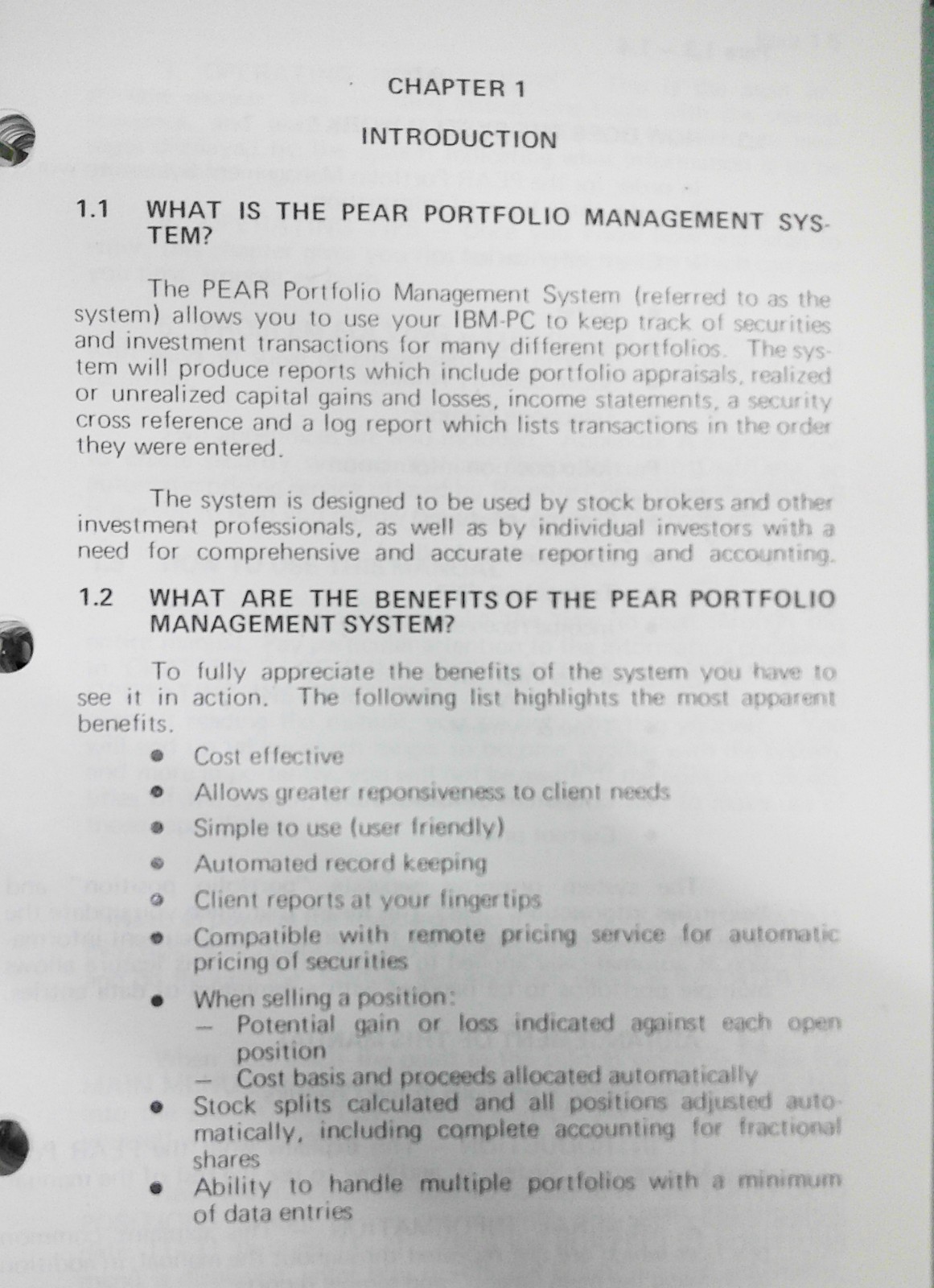 1983 Pear Portfolio Management System, by Hale Systems, Demo program for IBM PCs