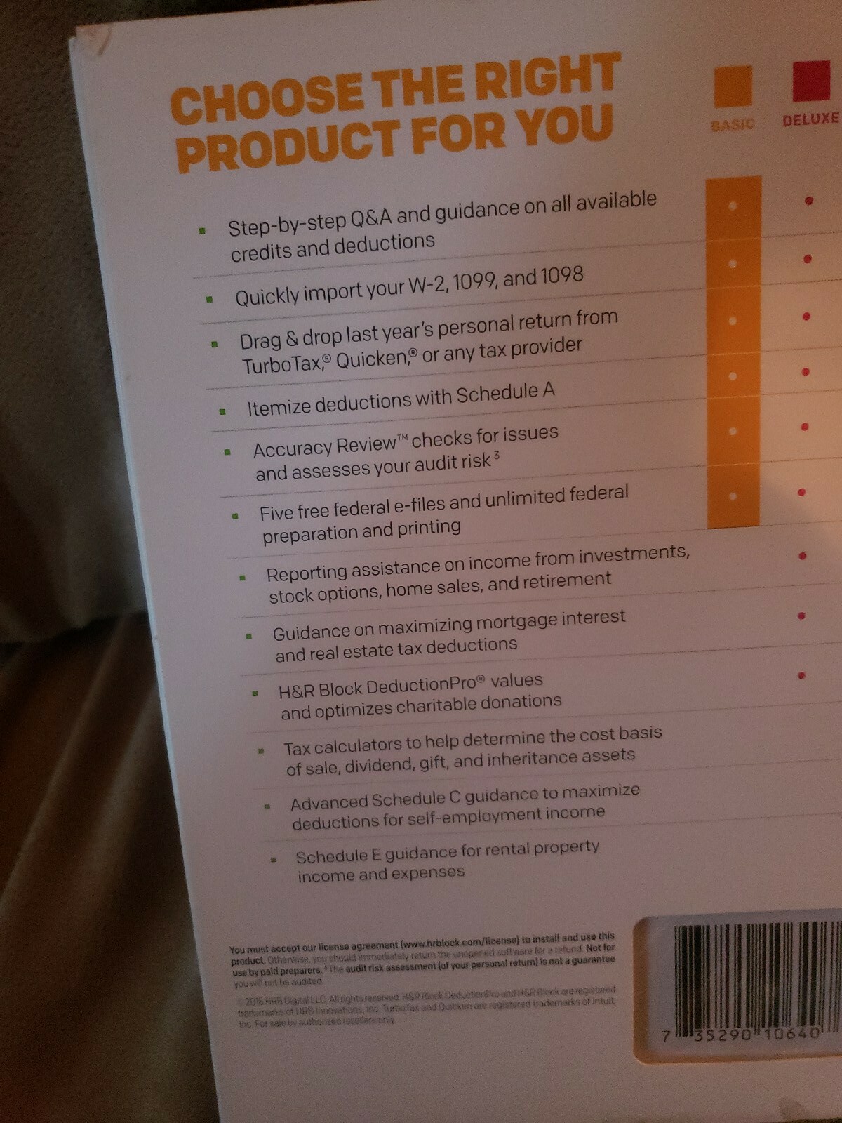 H&R Block Tax Software Federal Basic 2018