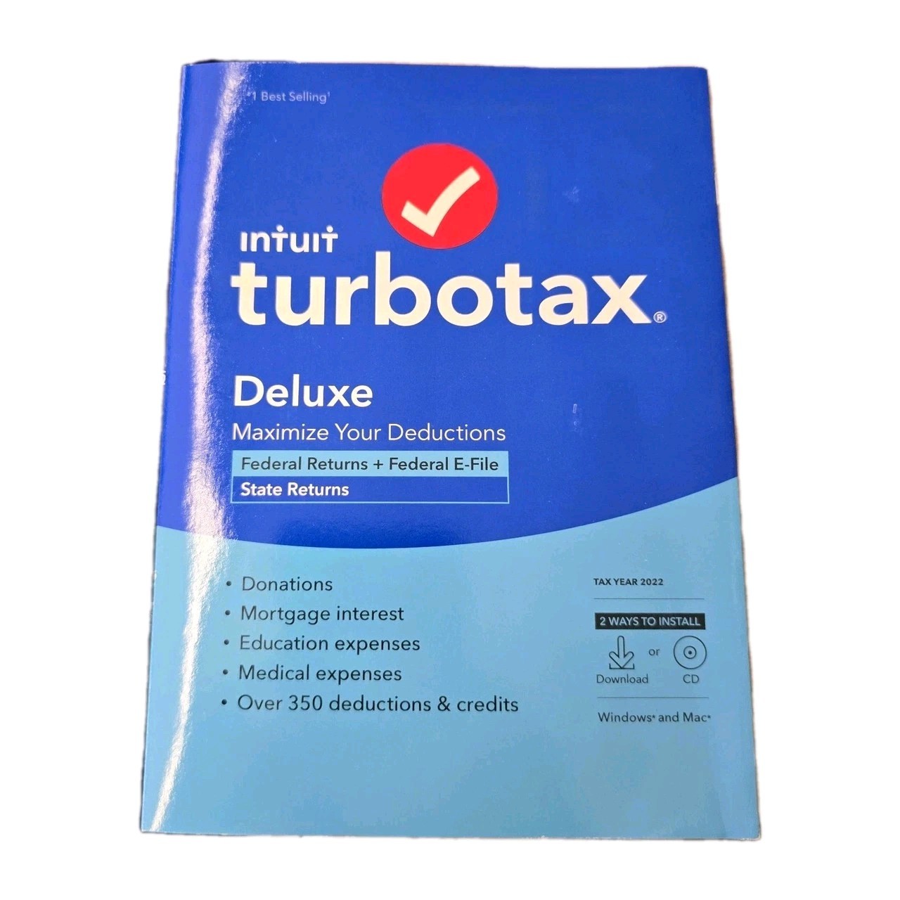Intuit Turbotax Deluxe 2022 Federal and State Tax Software