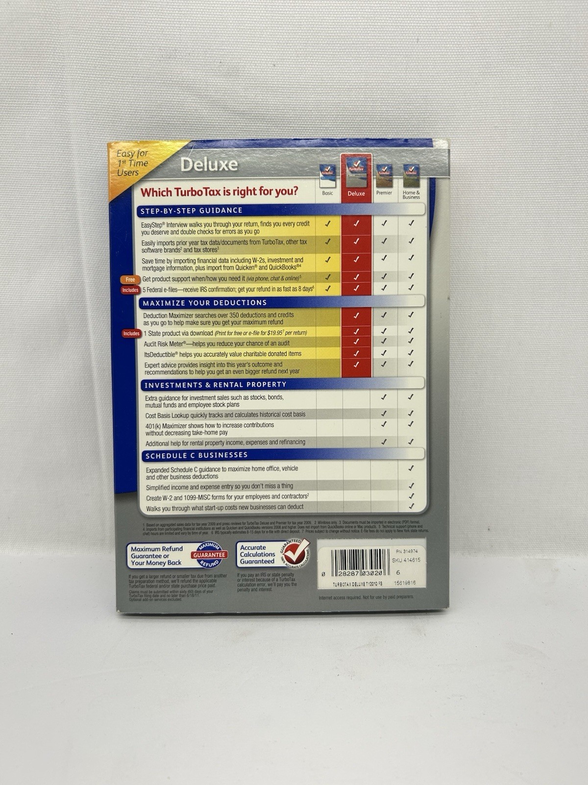 2010 TurboTax Deluxe Federal/State Returns + E-File, New Sealed in Retail Box