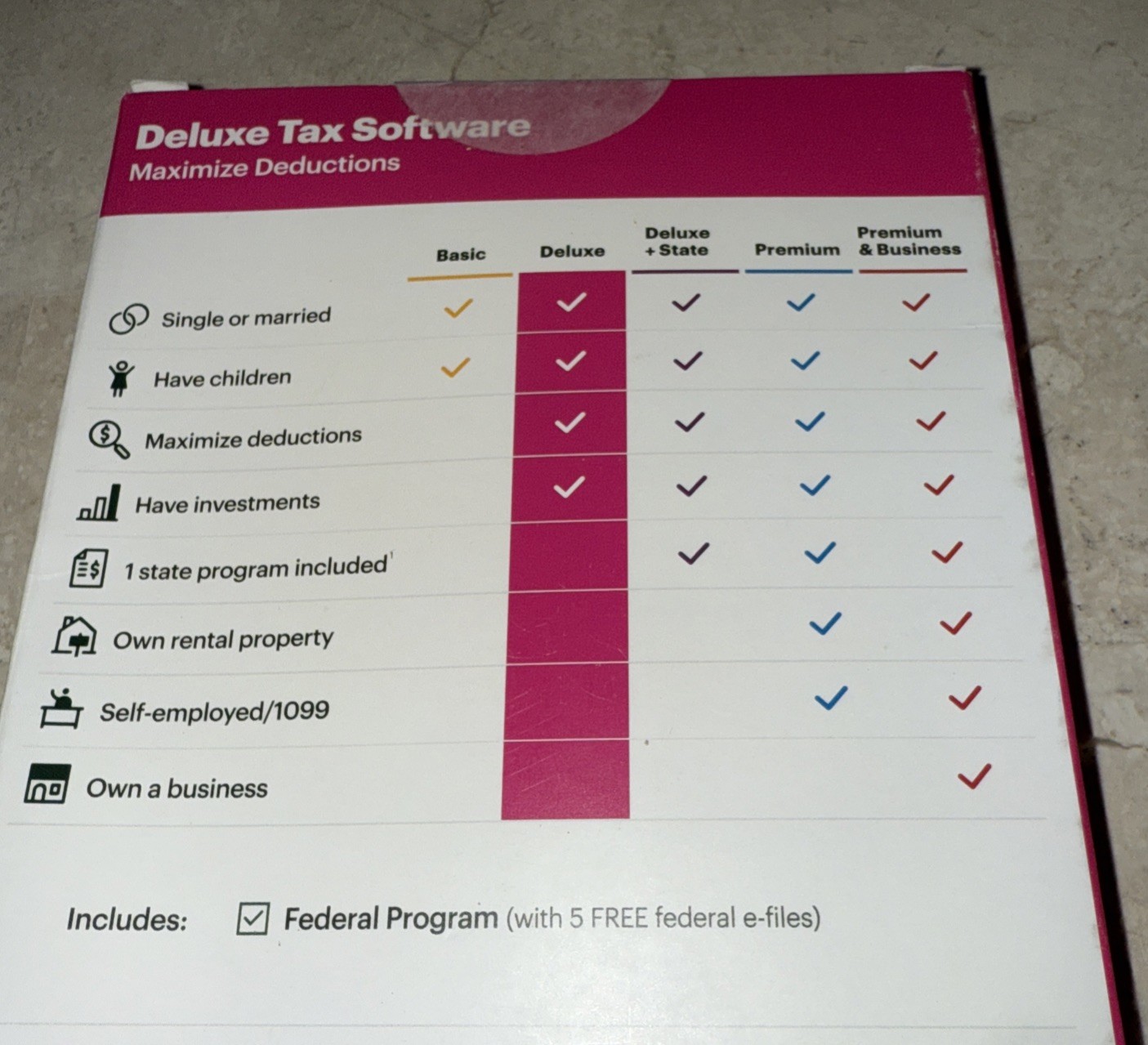 H&R Block 2024 Tax Software Deluxe Federal Only PC Win/Mac Key Card in Box NEW