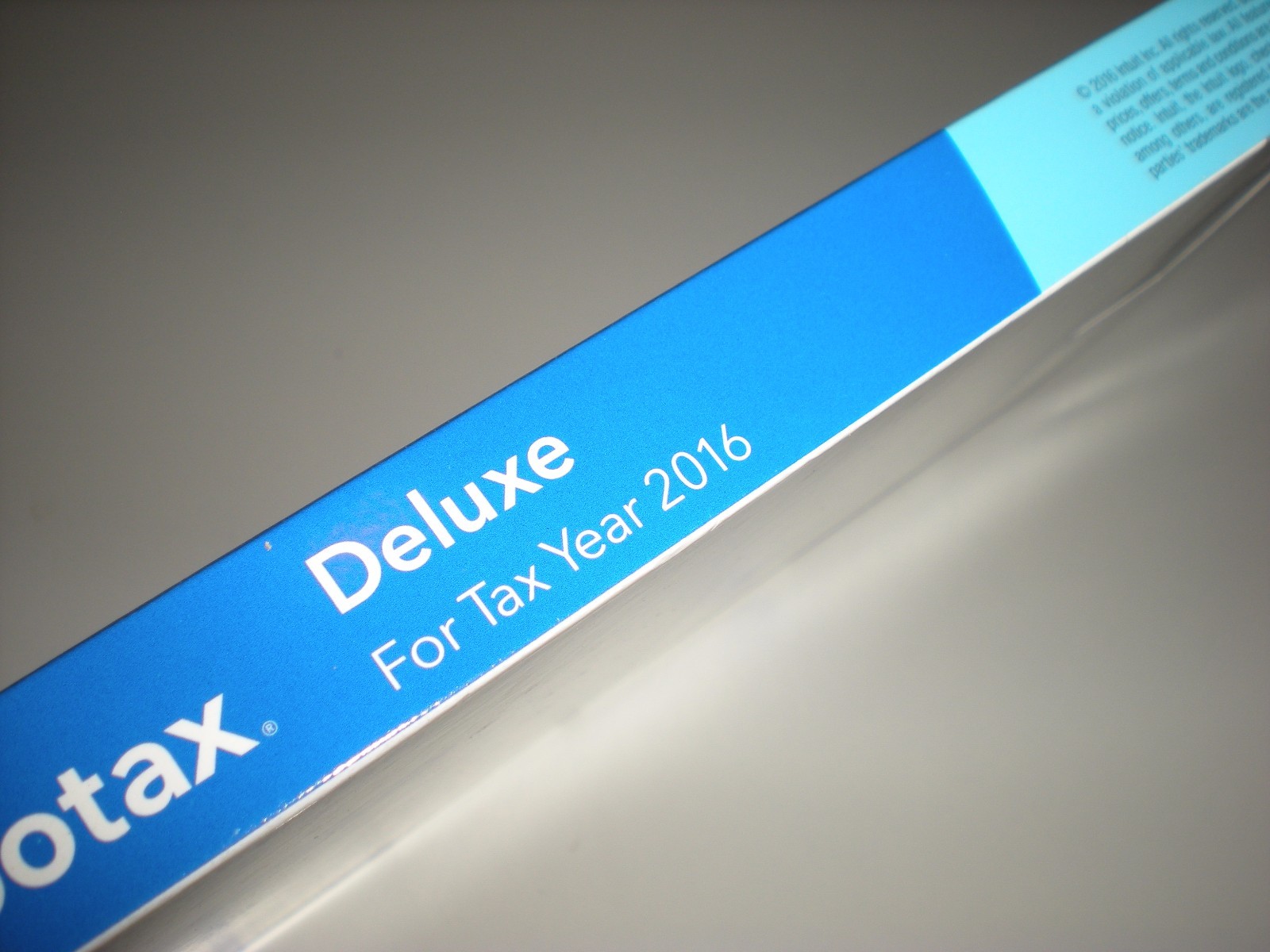 Turbotax 2016 Deluxe. Federal and State for prior year. New in sealed box.