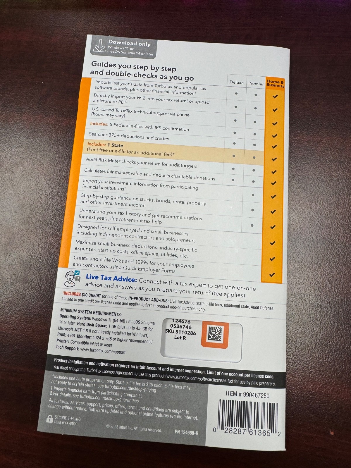 Turbo Tax Home & Business 2025 Unopened NUMBER KEY INCLUDED & Shipped