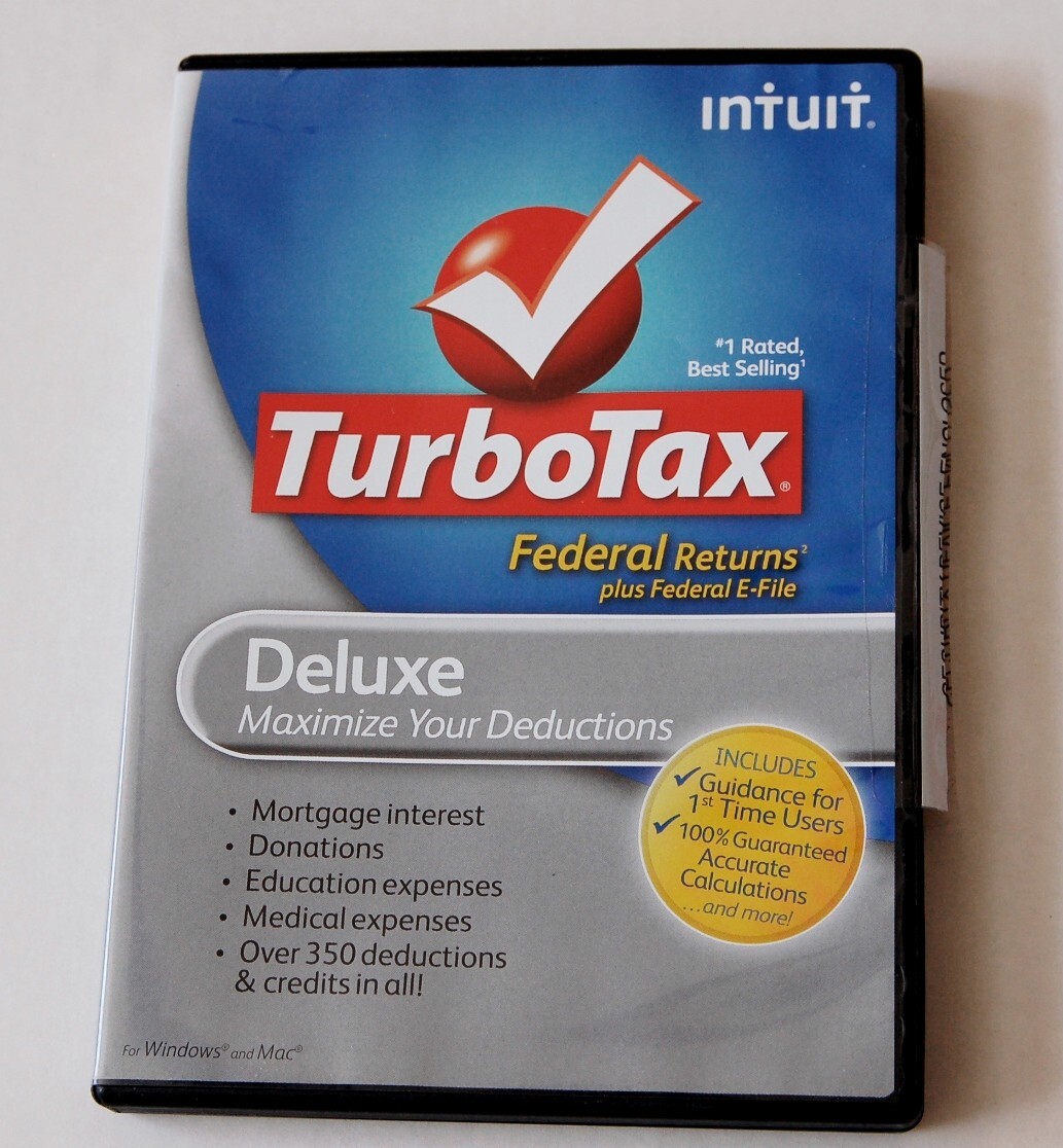 TurboTax Deluxe 2012 Federal Returns Disc with Federal E-Files For Windows & Mac