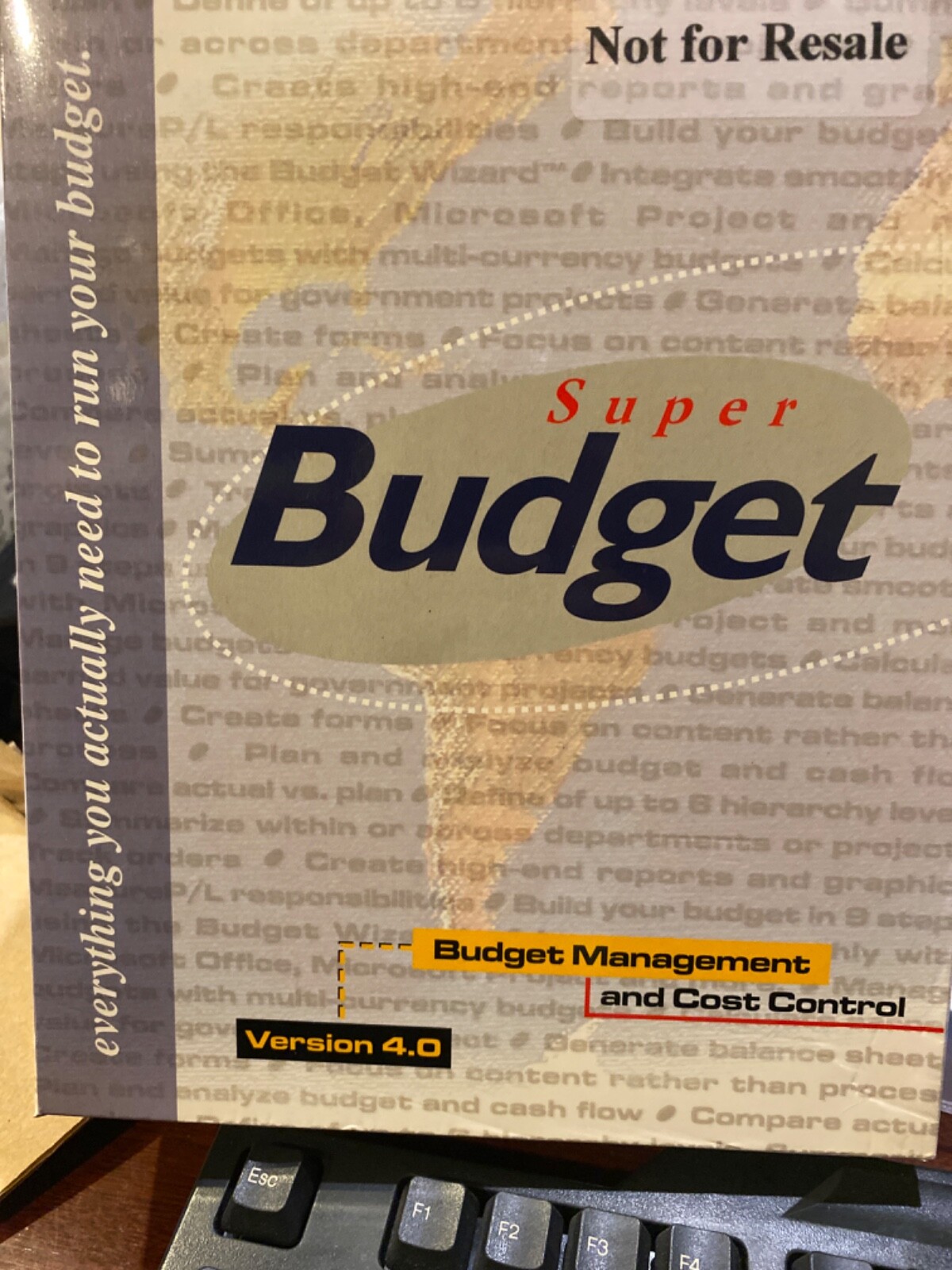 NEW UNUSED Super Budget Version 4.0 Budget& Cost Control+ License Disk NFR
