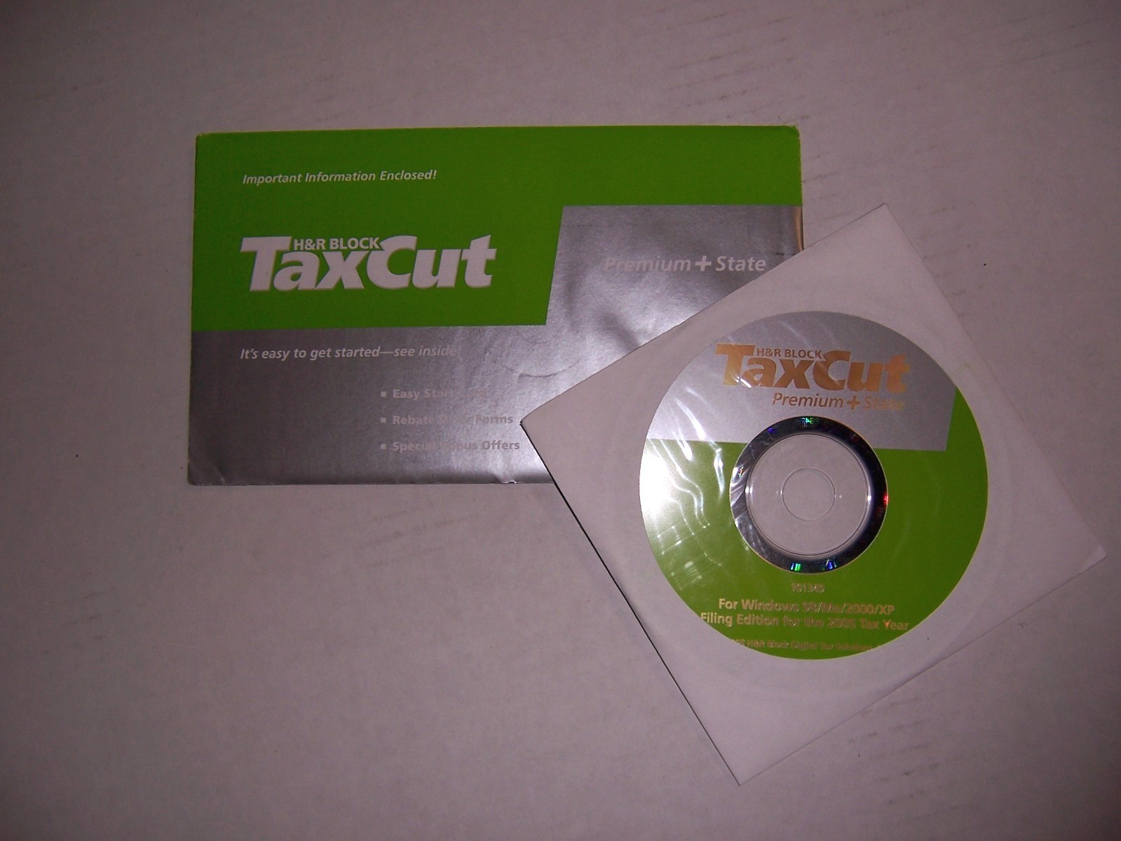 2005 HR Block TaxCut Premium and TurboTax with State/Deduction CD