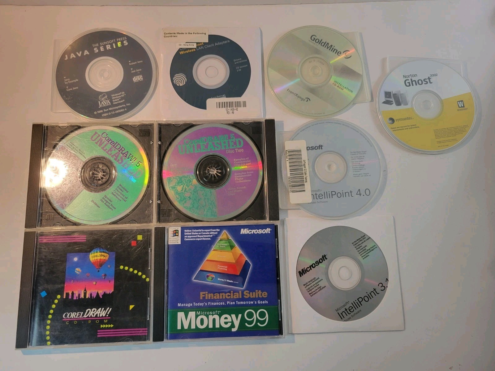 Old Computer Software Corel Draw, Unleashed, Cisco LAN Drivers, Intellipoint