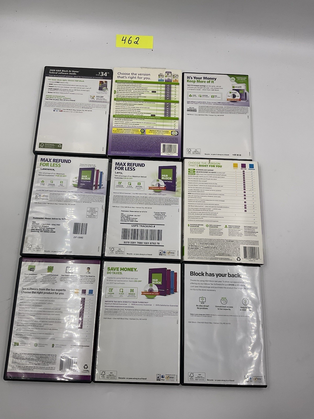 H&R Block Deluxe Tax Software Lot 2009-2019 Multi-Year Back Taxes 9 DVD Discs