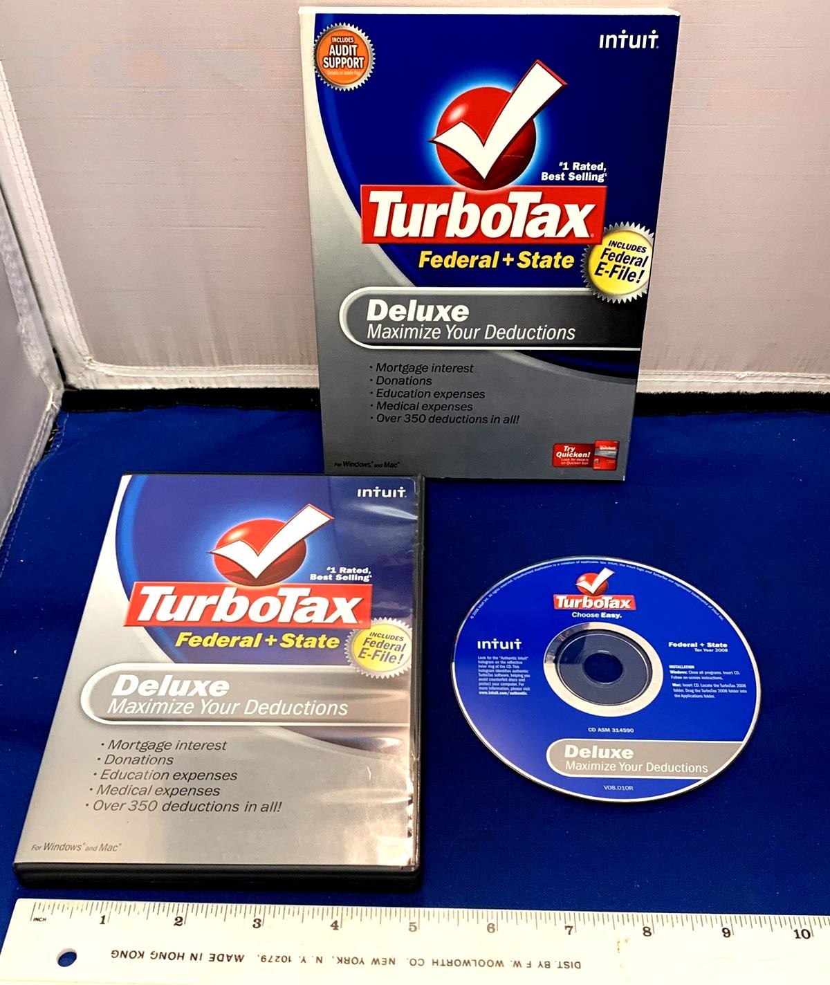 Intuit TurboTax Deluxe 2008 Federal + State for Windows & MAC