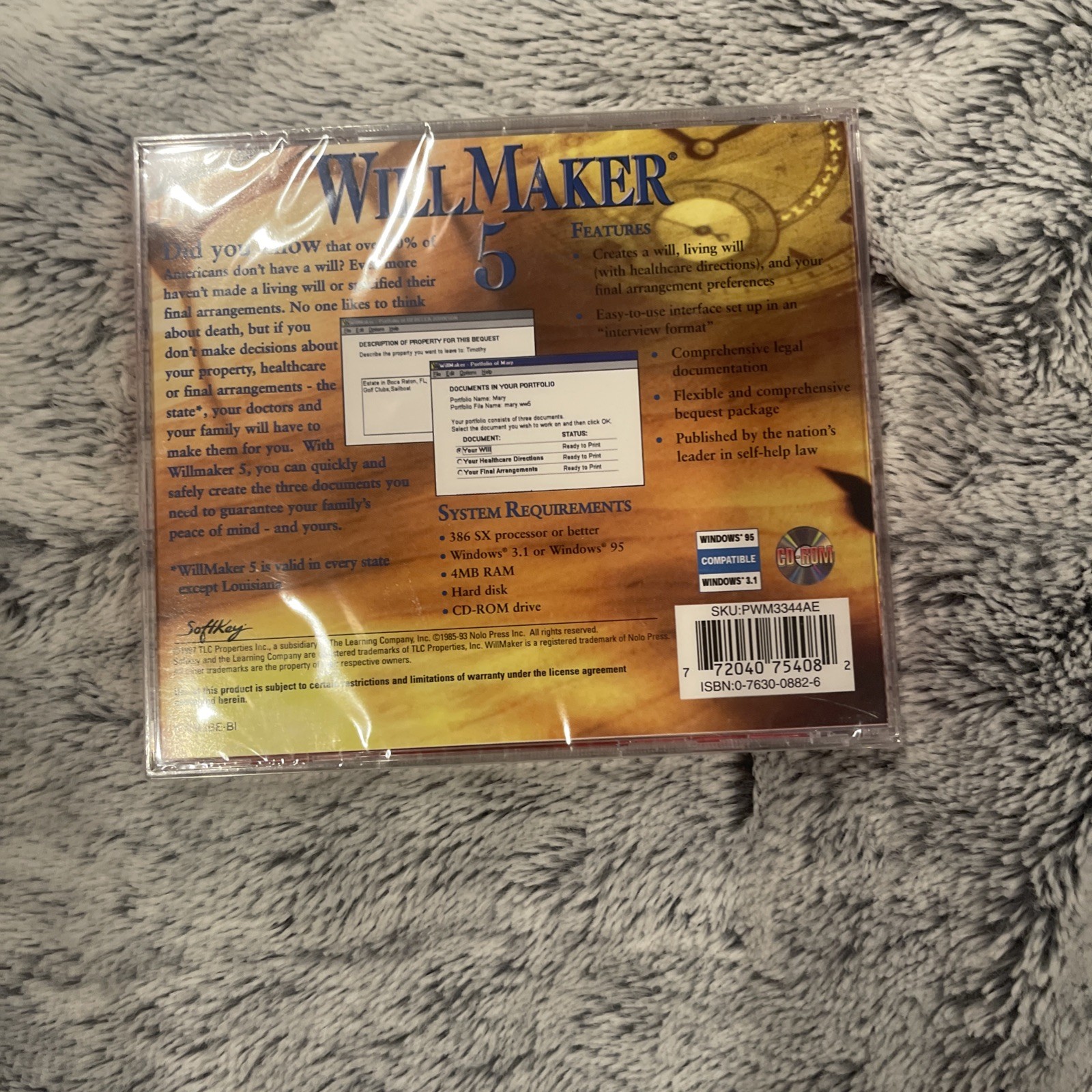 WillMaker 5 Software Windows 3.1 & Windows 95 BRAND NEW FACTORY SEALED CD 1997