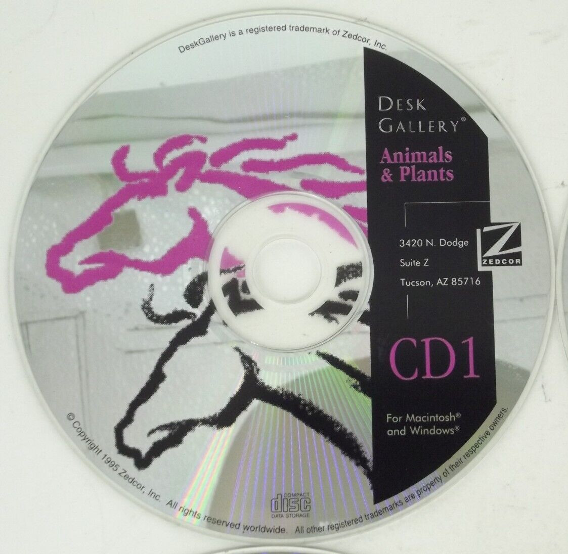 Zedcor Desk Gallery Animals & Plants Clip Art Stock 4 CD-ROM 1994 Mac Windows