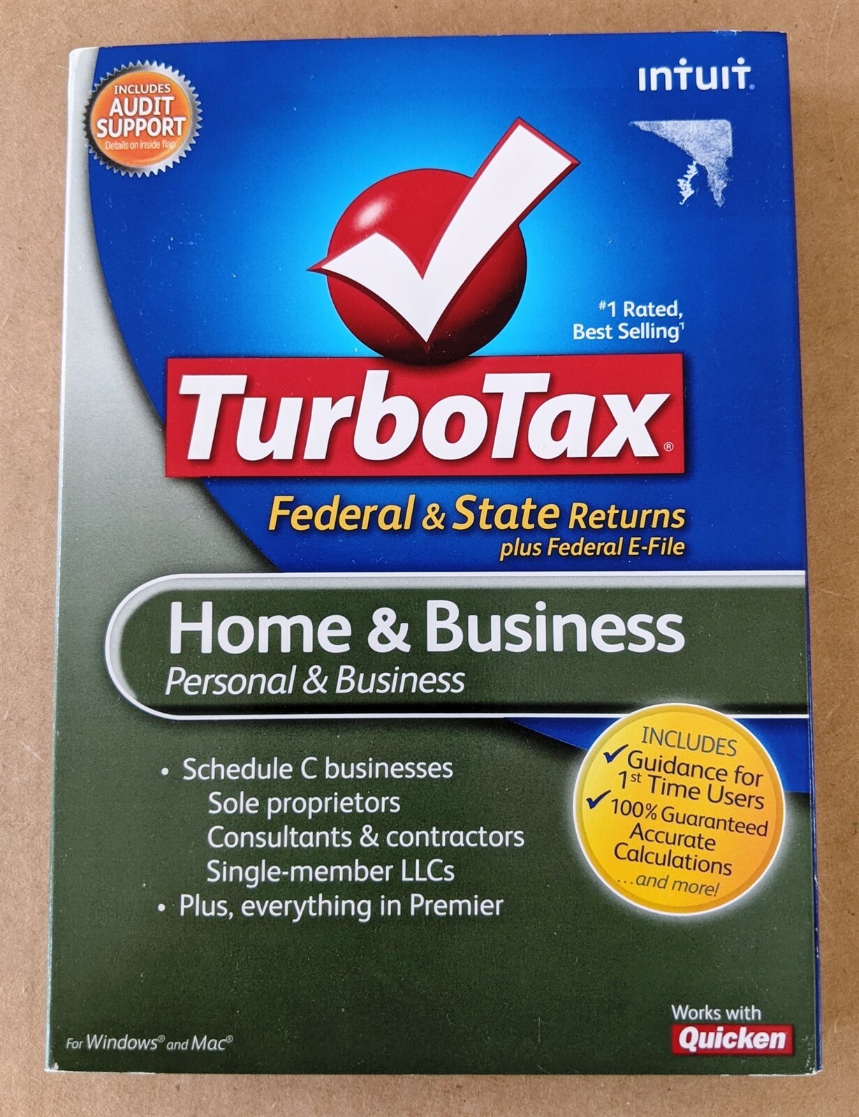 2010 Intuit TurboTax Home & Business Schedule C Federal+State CD Windows & Mac