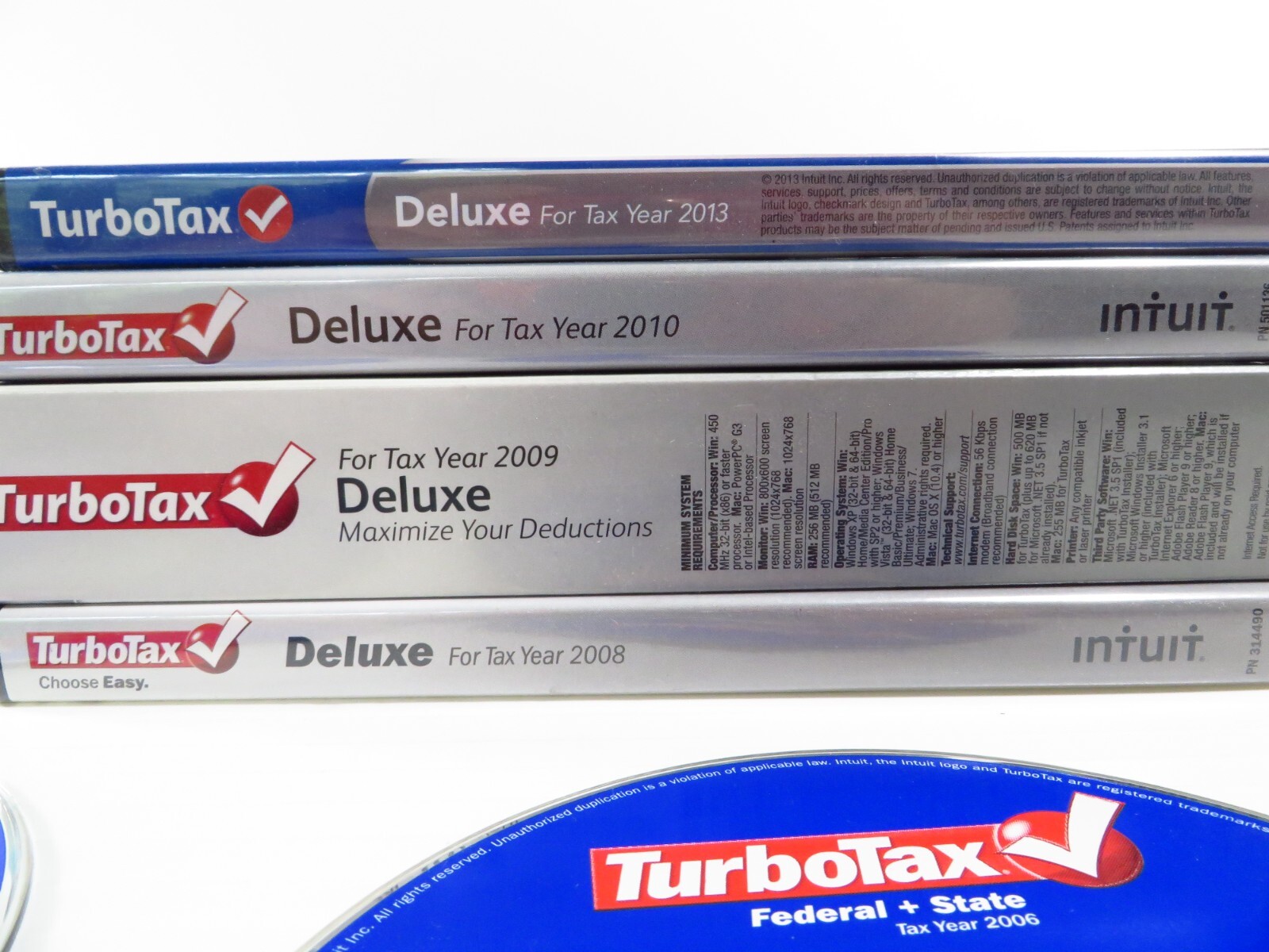 6 Pack TurboTax Deluxe for Win/Mac Federal State Intuit: 05, 06, 08, 09, 10, 13