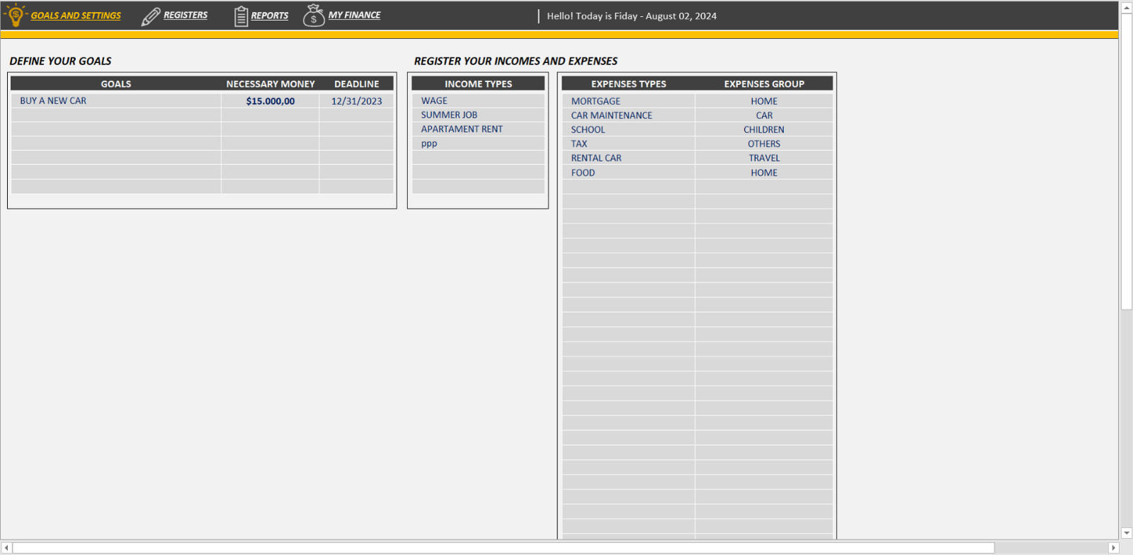 spreadsheet finance template