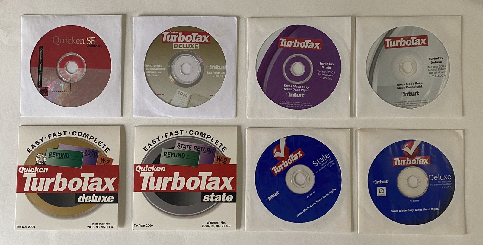 Lot of 8 Vintage Windows Accounting Tax Financial Software – Quicken, Turbo Tax