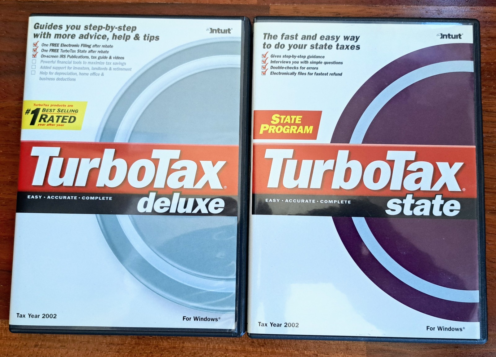 TurboTax Deluxe Software, 2002 Tax Year, Federal and State Tax CDs, Intuit
