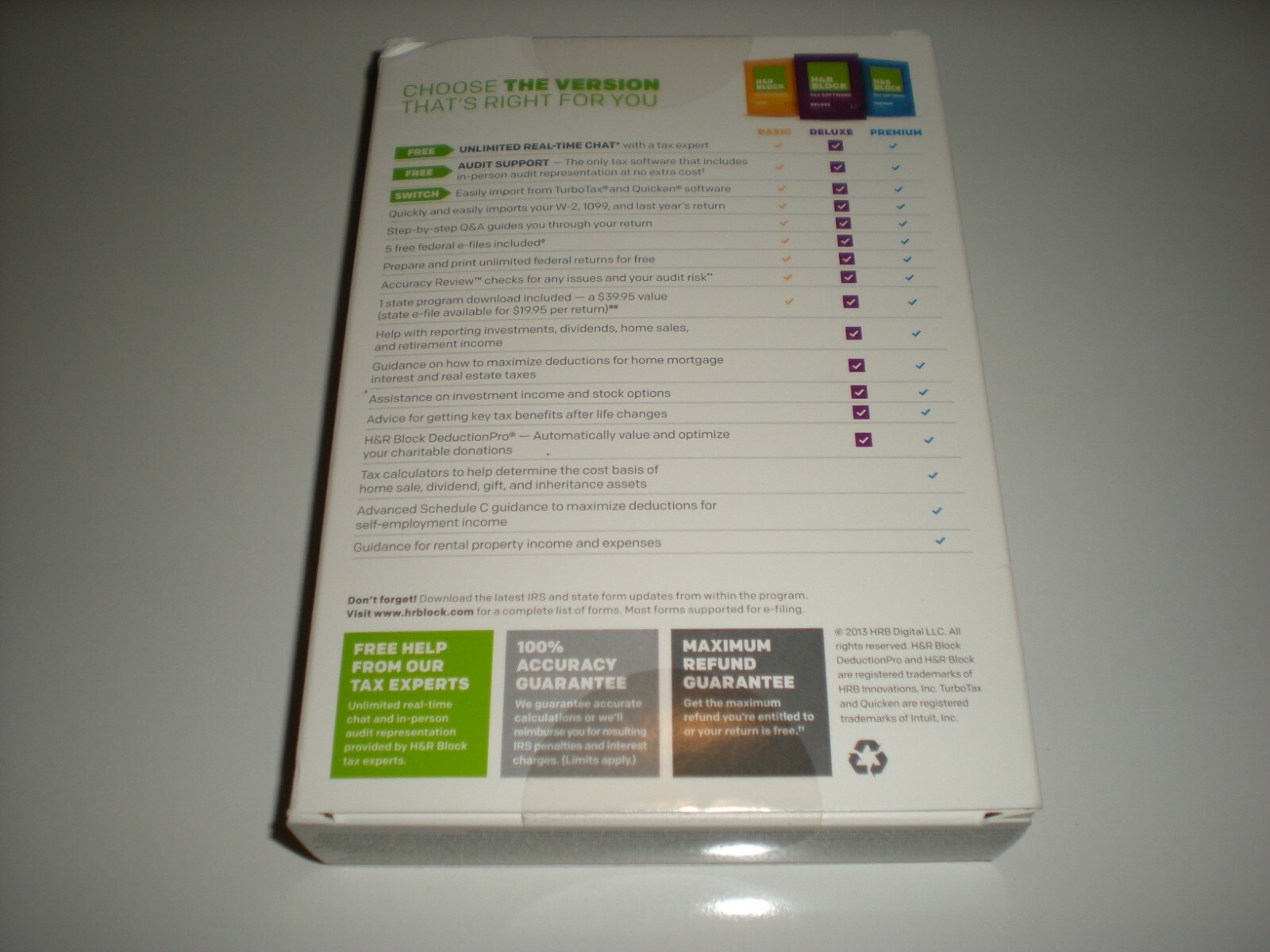 H&R Block 2013 Deluxe Federal & State. Imports Turbotax. Sealed retail box.