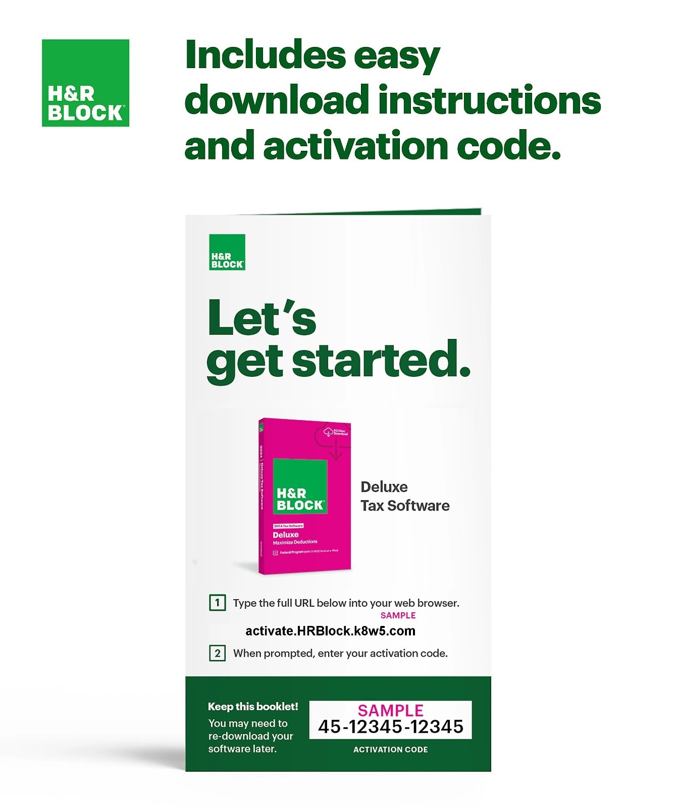 New 2023 H&R Block Tax Software Deluxe Edition for PC/MAC [Key Card]