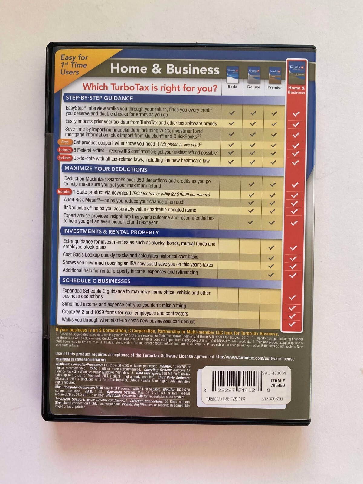 Intuit TurboTax Deluxe 2013 Federal & State Returns + E-File for Windo VERY GOOD