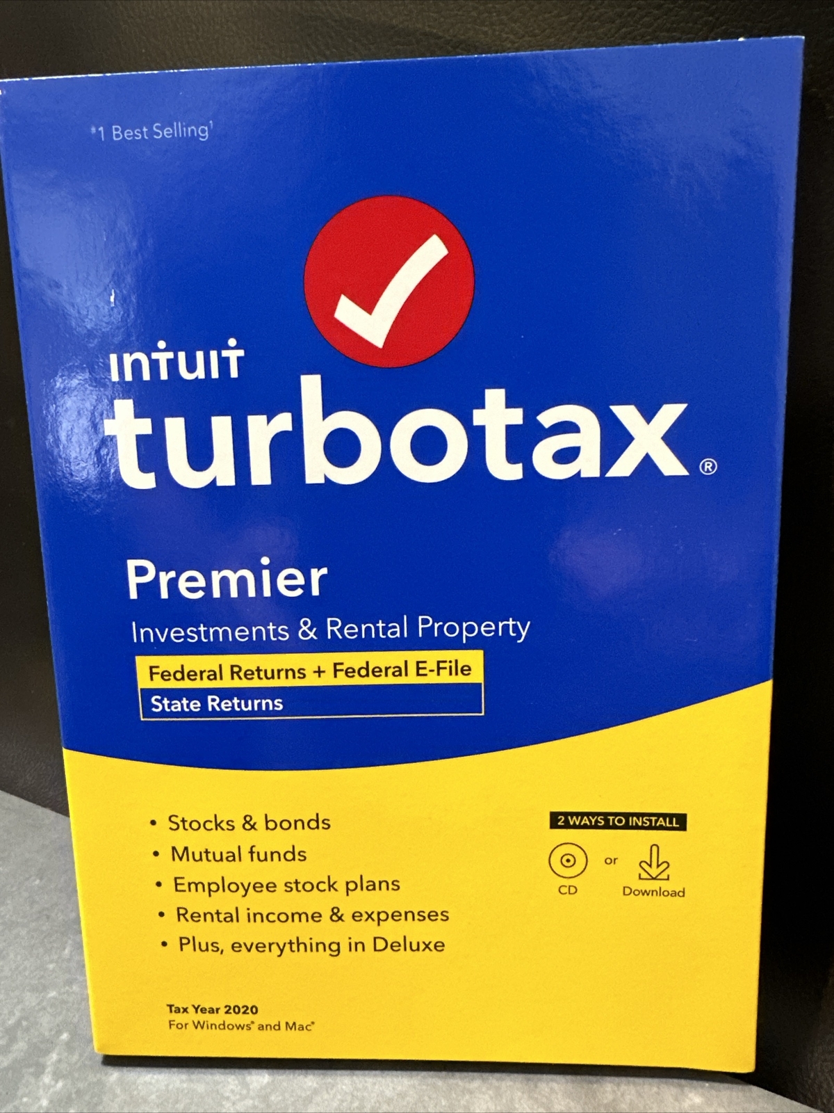 2020 Turbotax PREMIER Federal Returns /E-File CD Physical Disc Windows Mac NEW