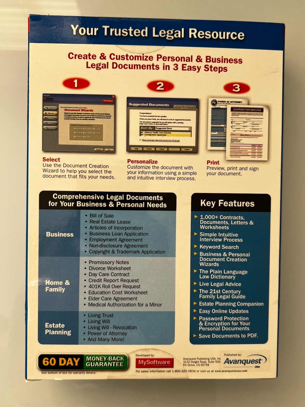 My Attorney Home & Business My Software PC Legal Forms Contracts Estate Planning