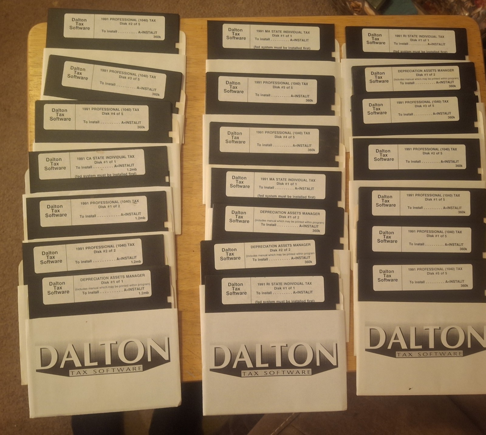 1991 TAX SOFTWARE DALTO TAX SOFTWARE 1040 DEPRECIATION STATE MA RI