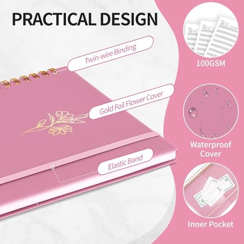 Accounting Ledger Book for Small Business Bookkeeping Medium(8.4″ x 6.1″ ) Pink
