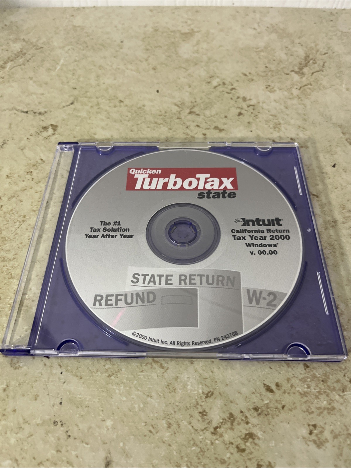 Intuit Quicken TurboTax State Tax Year 2000 for Windows State Return Refund W-2