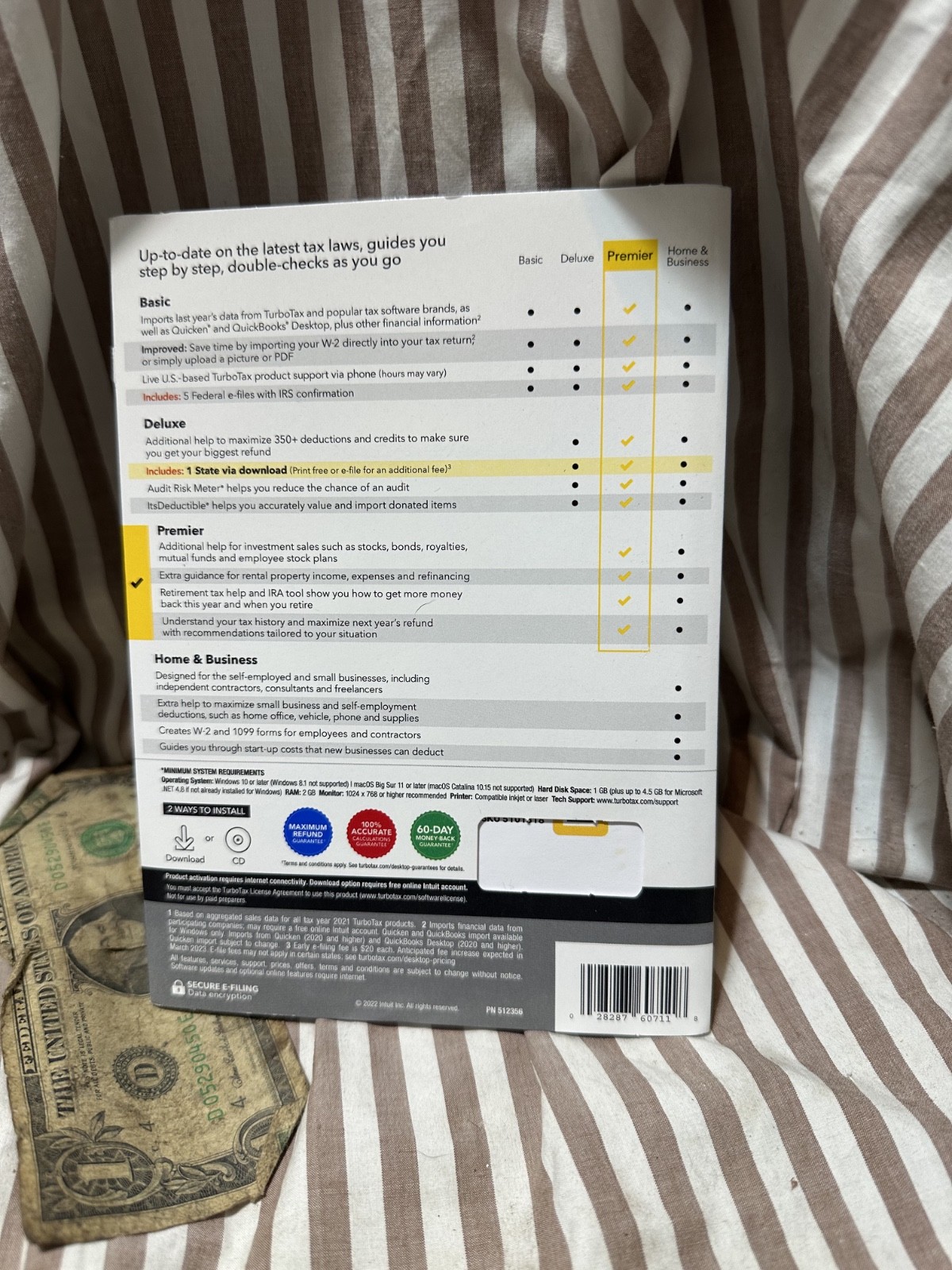 TurboTax Premier 2022 Physical CD license PC Mac Federal State Investment Rental
