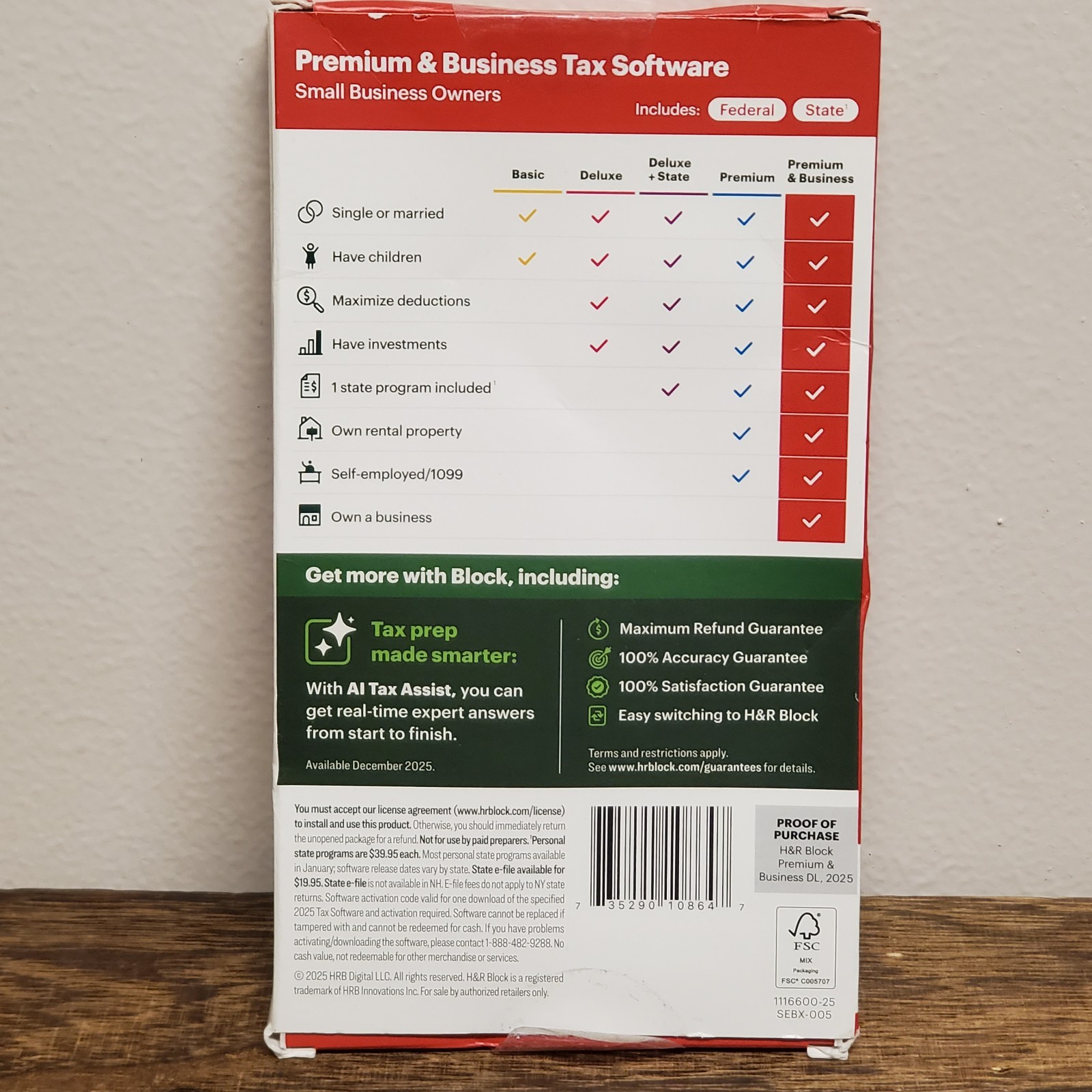 New 2025 H&R Block Tax Software Premium & Business Edition for Win/PC [Key Card]
