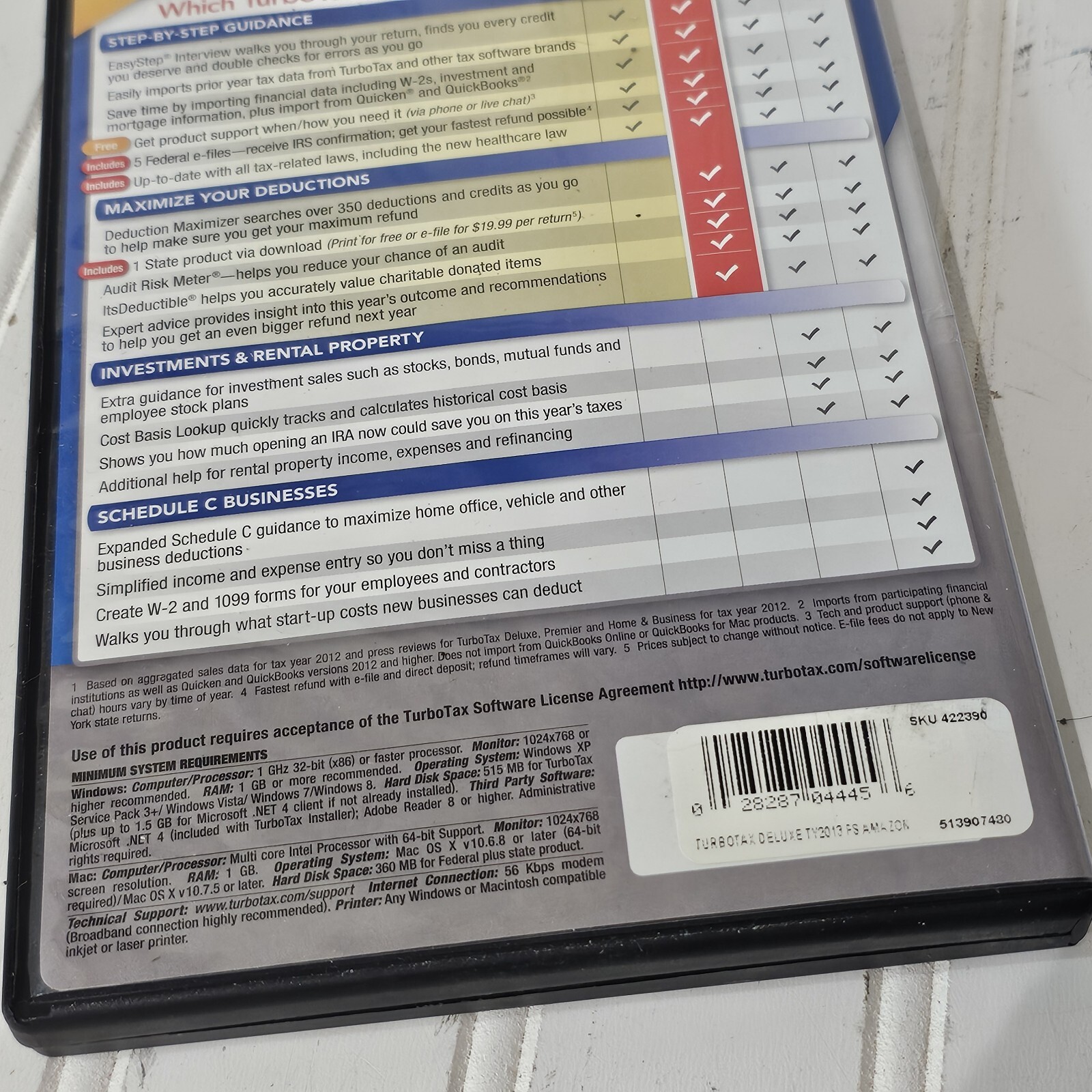 OLD Intuit TurboTax Deluxe 2013 Federal & State Returns Audit Support + Sleeve