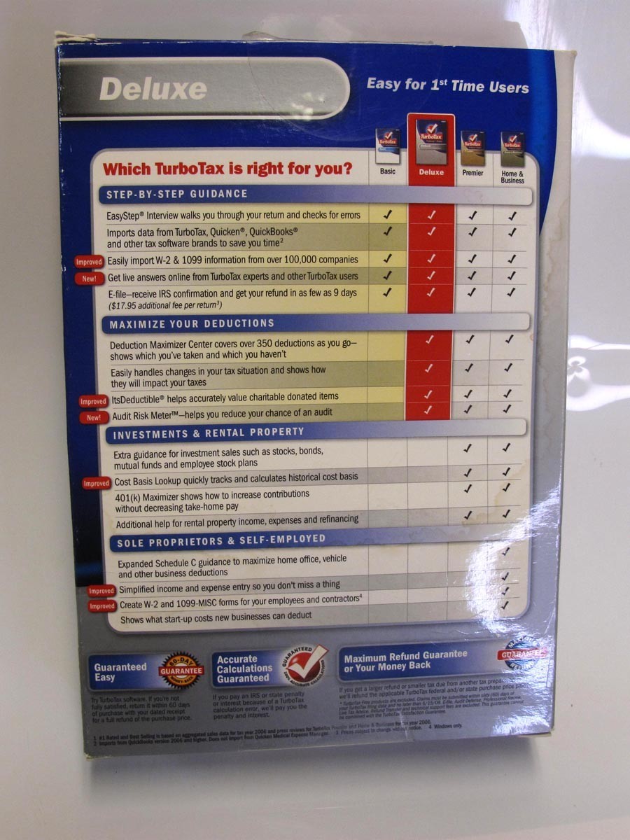 Turbotax 2007 Deluxe with state. Turbo tax. Pre-Owned
