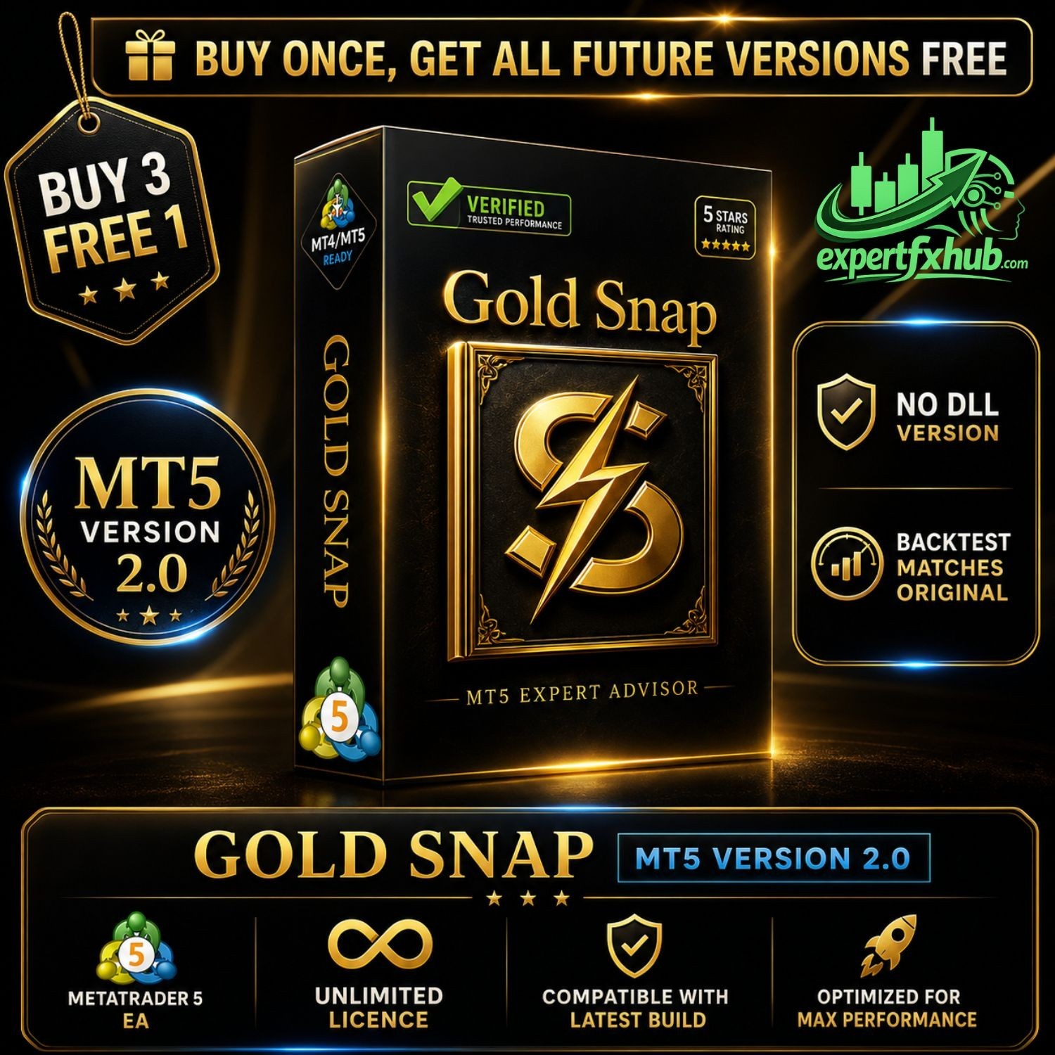 v2.0 Gold Snap EA Metatrader MT5 Gold Bot Trading Robot MQL5 Expert Advisor
