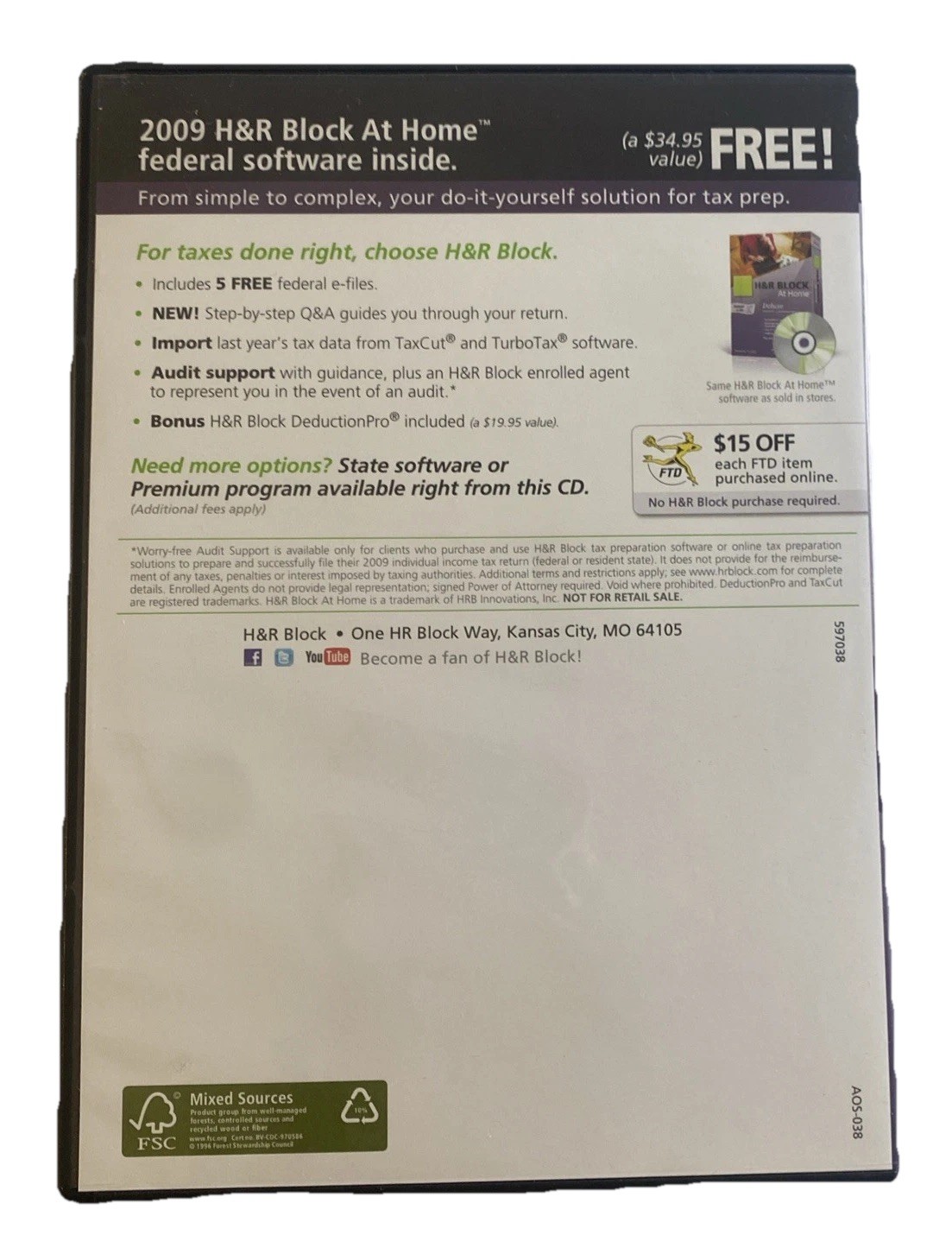 H&R Block 2011 & TurboTax 2009 CD Software + Free H&R Block 2009 NFR