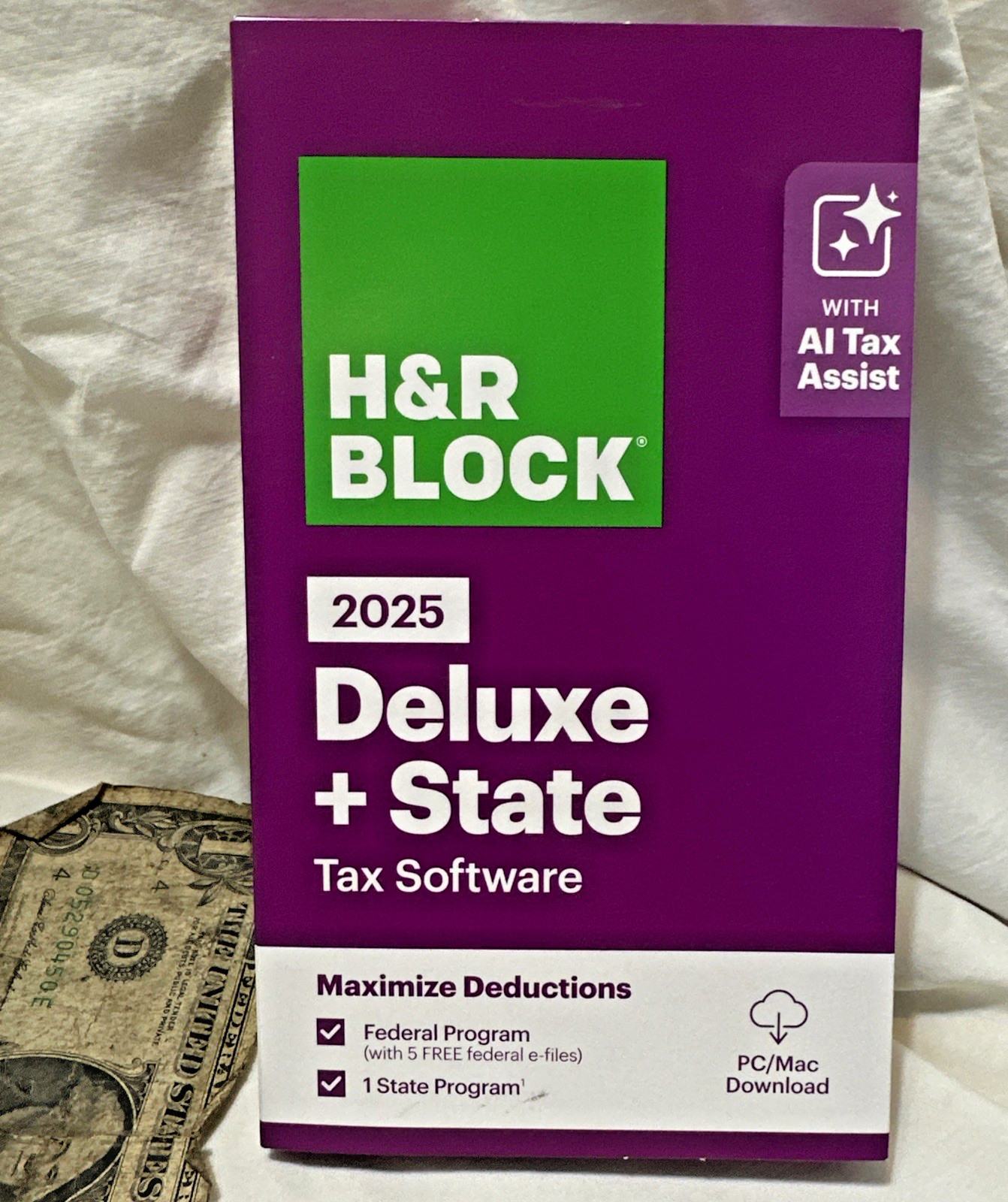 H&R Block Tax Software Deluxe + State 2025 Key Card PC / MAC USA Turbotax