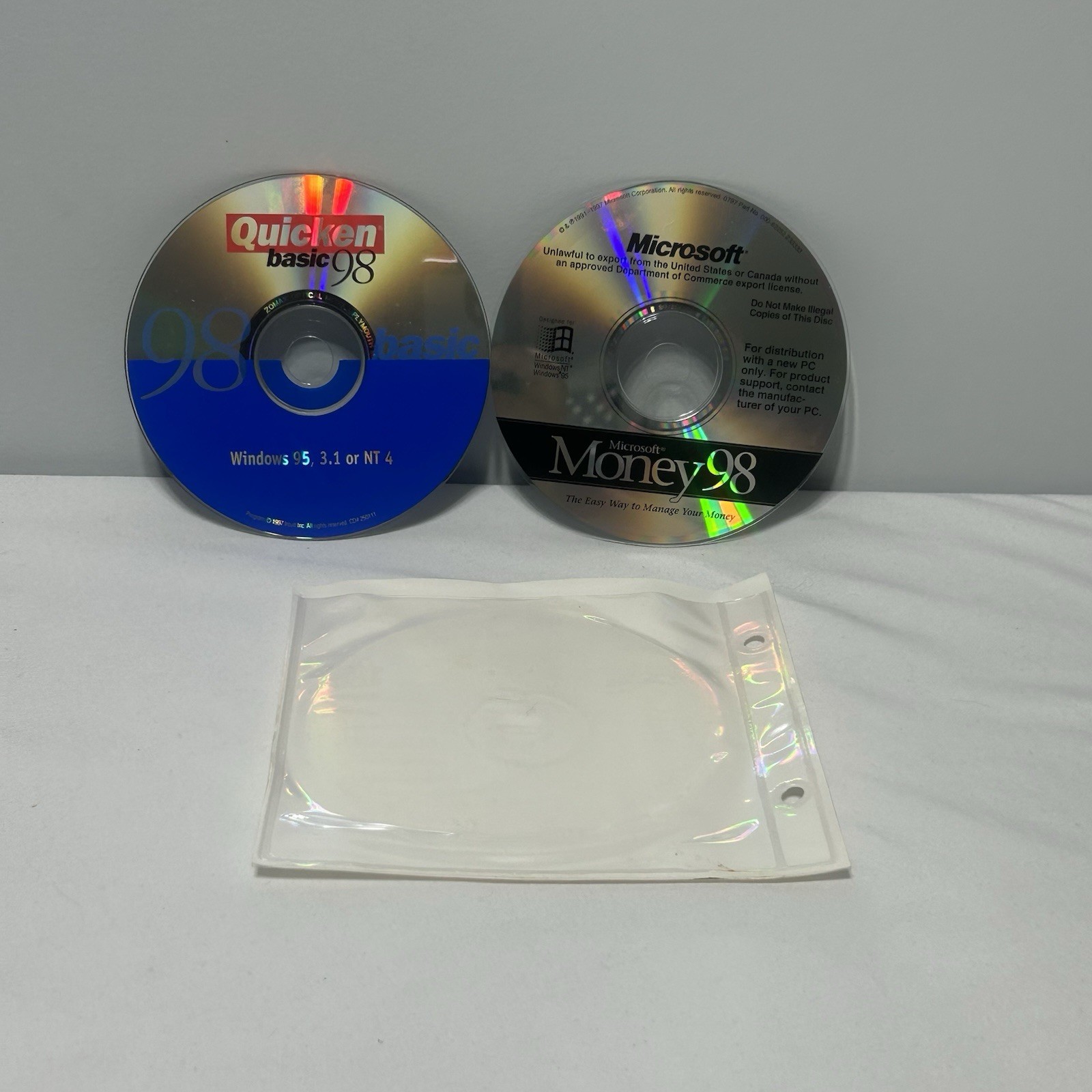 Quicken Basic 98 And Money 98 For Windows 95, 3.1, or NT 4 Software CD’s