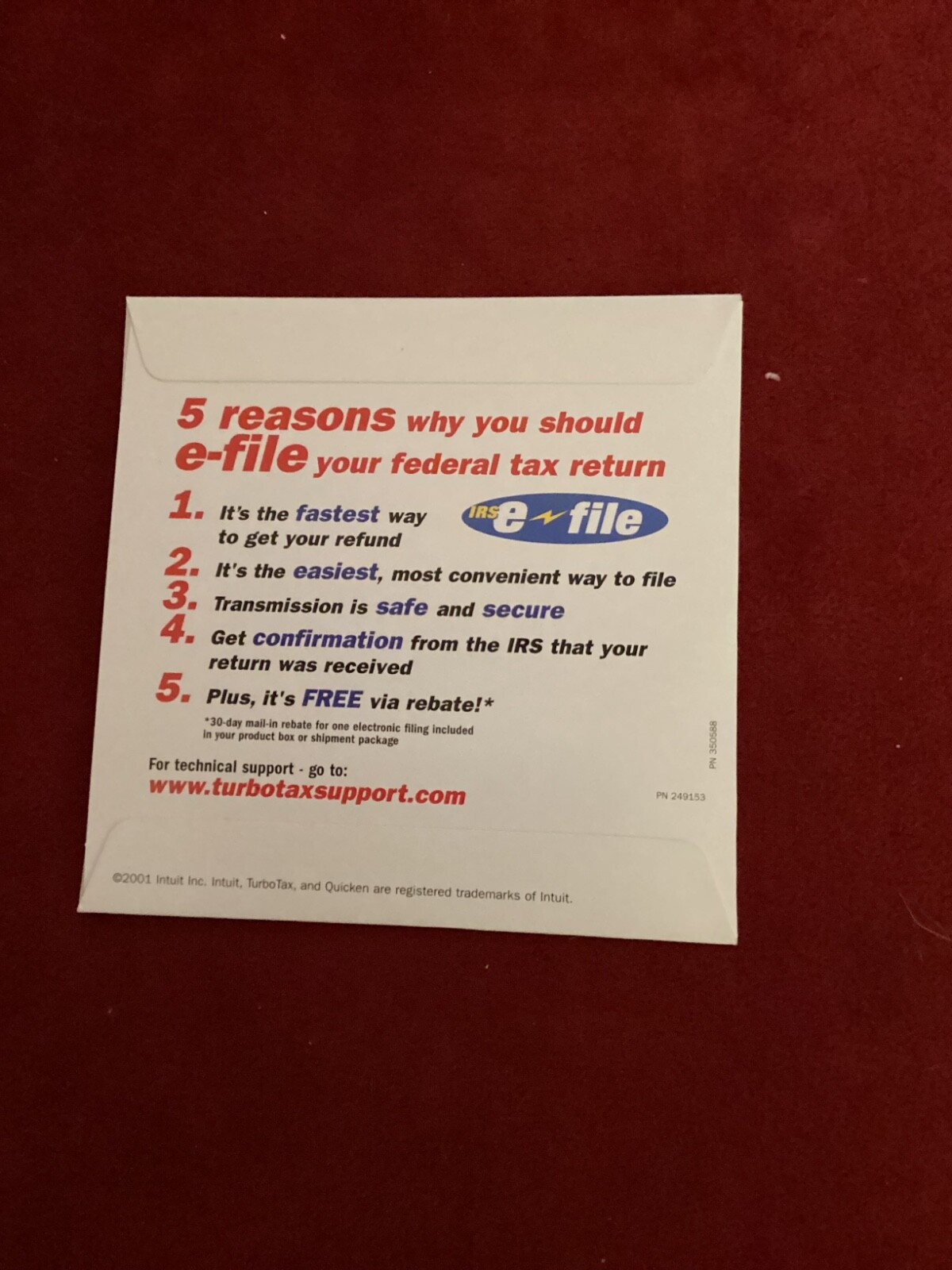 TAX CD “Quicken Turbo Tax Deluxe Tax year 2001. Prev. Owned